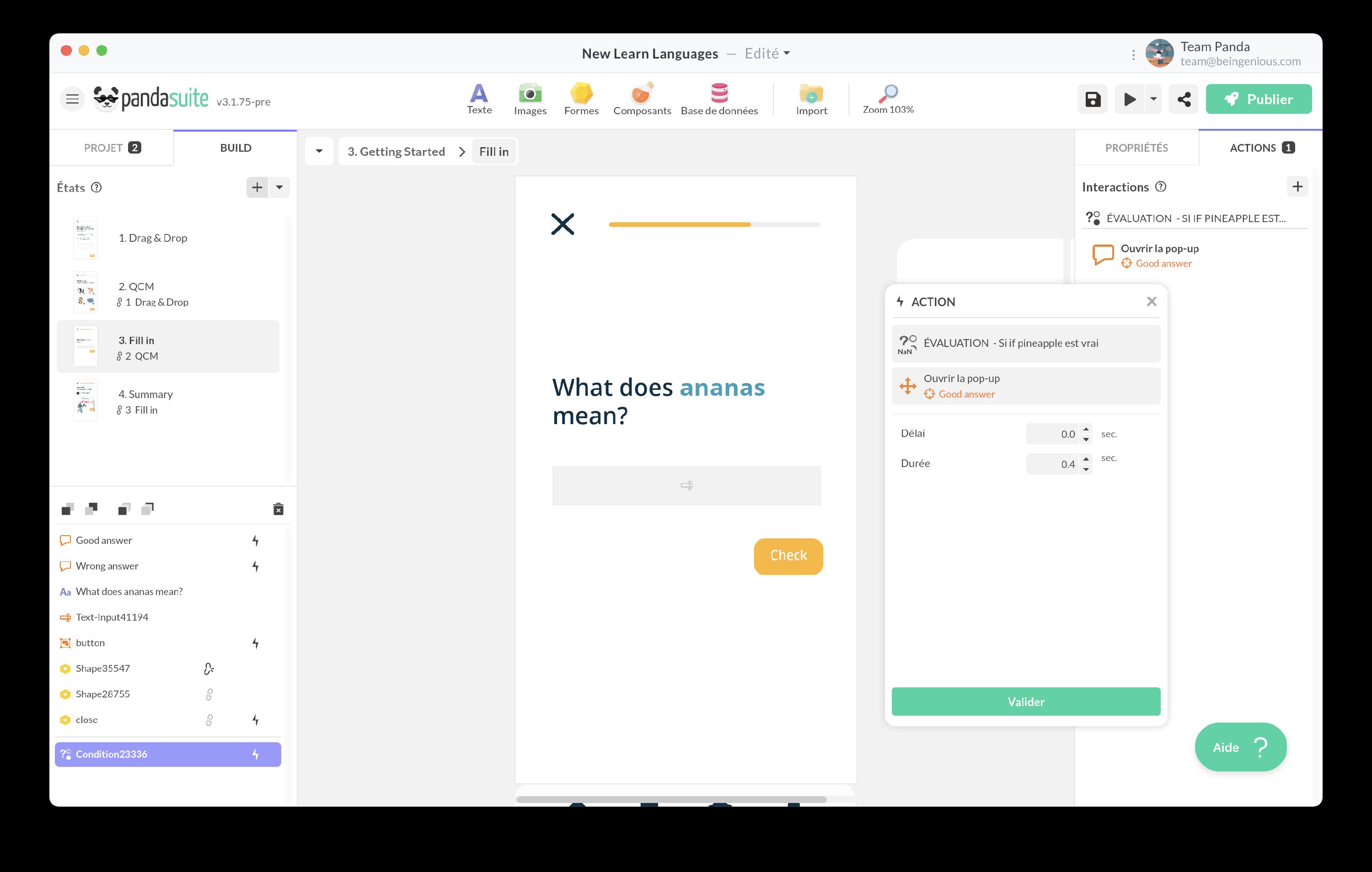 About conditional actions