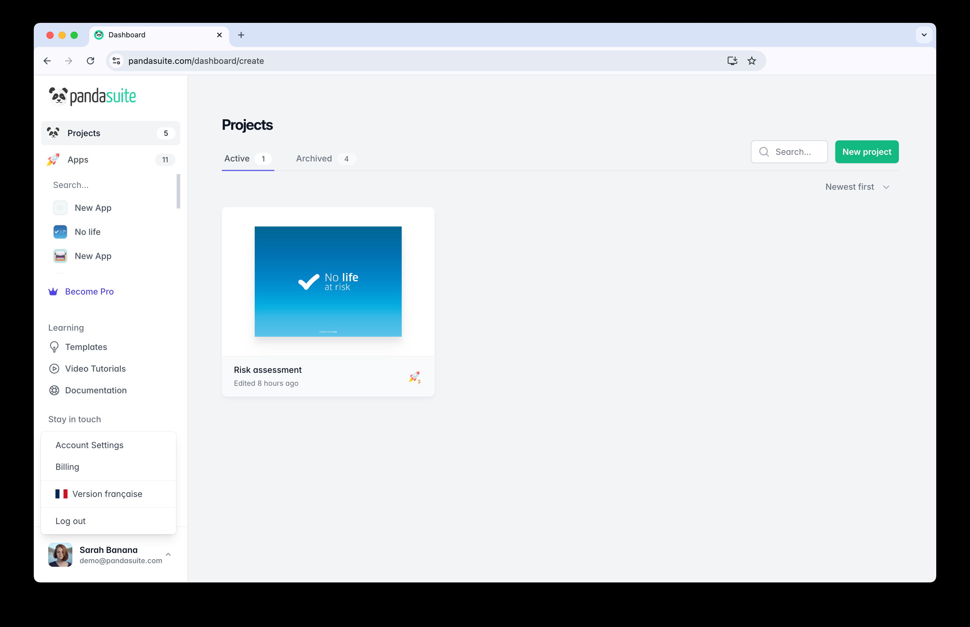 Screenshot of account deletion dashboard