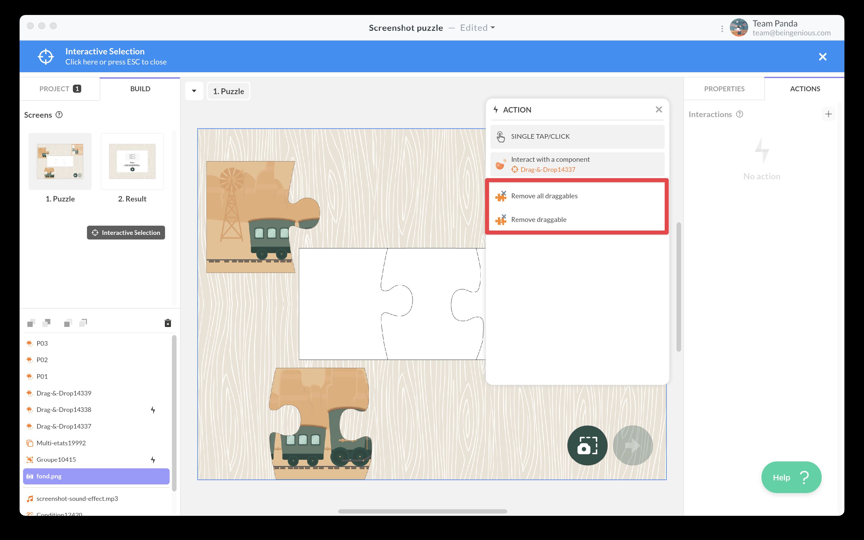 Action to Remove Draggables
