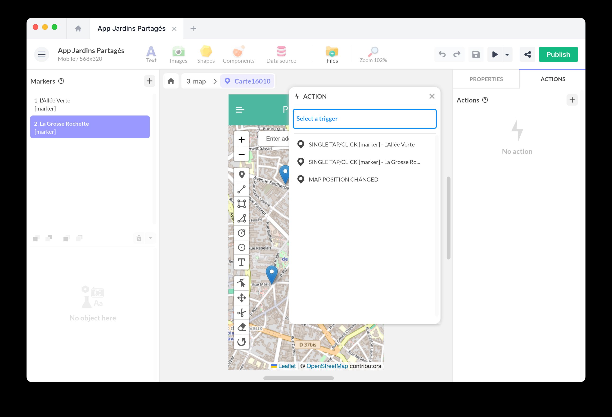 Actions with Markers