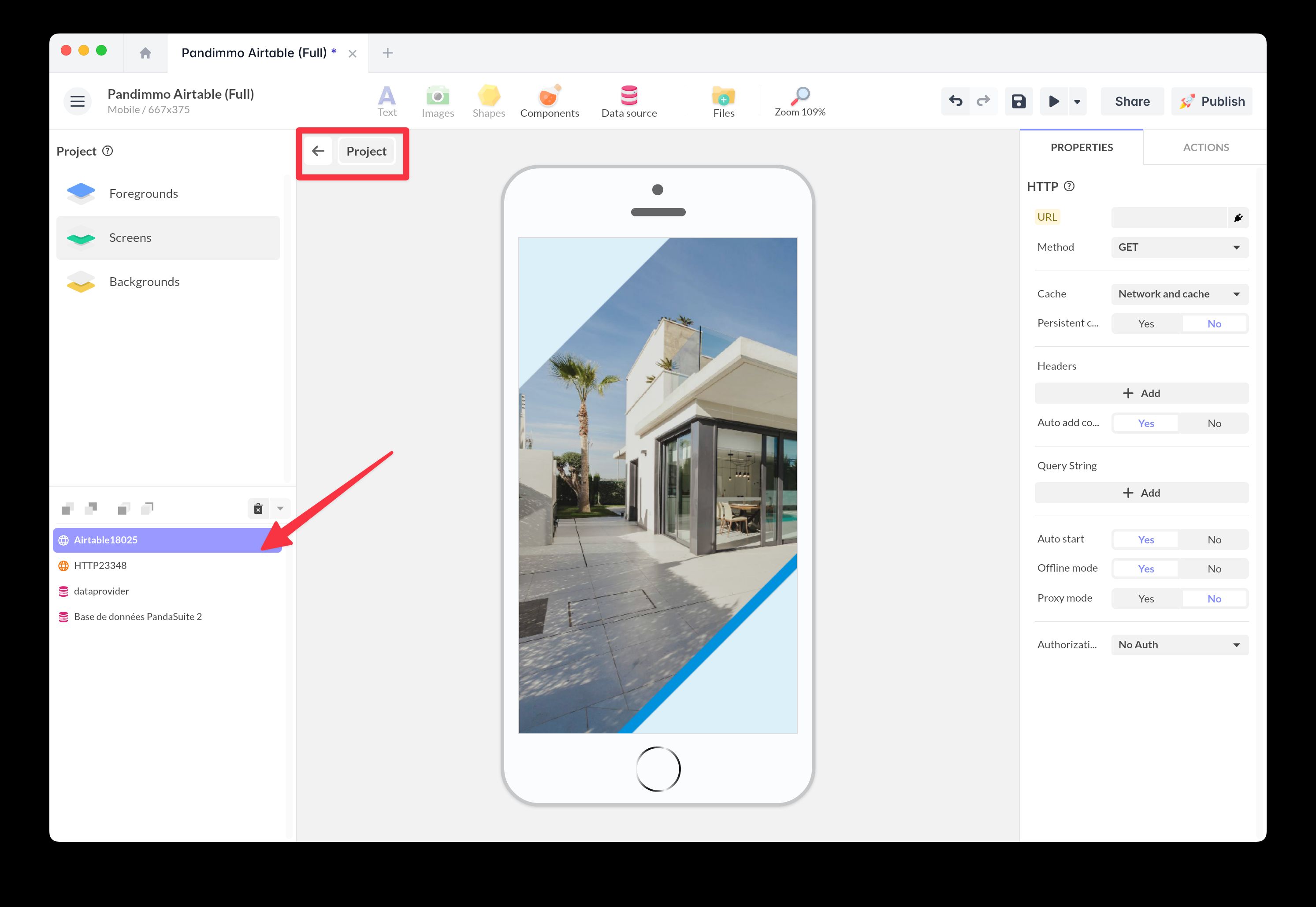 Adding the HTTP component at the project level