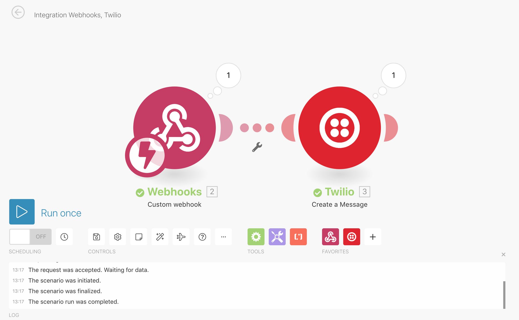 Integromat application connection diagram