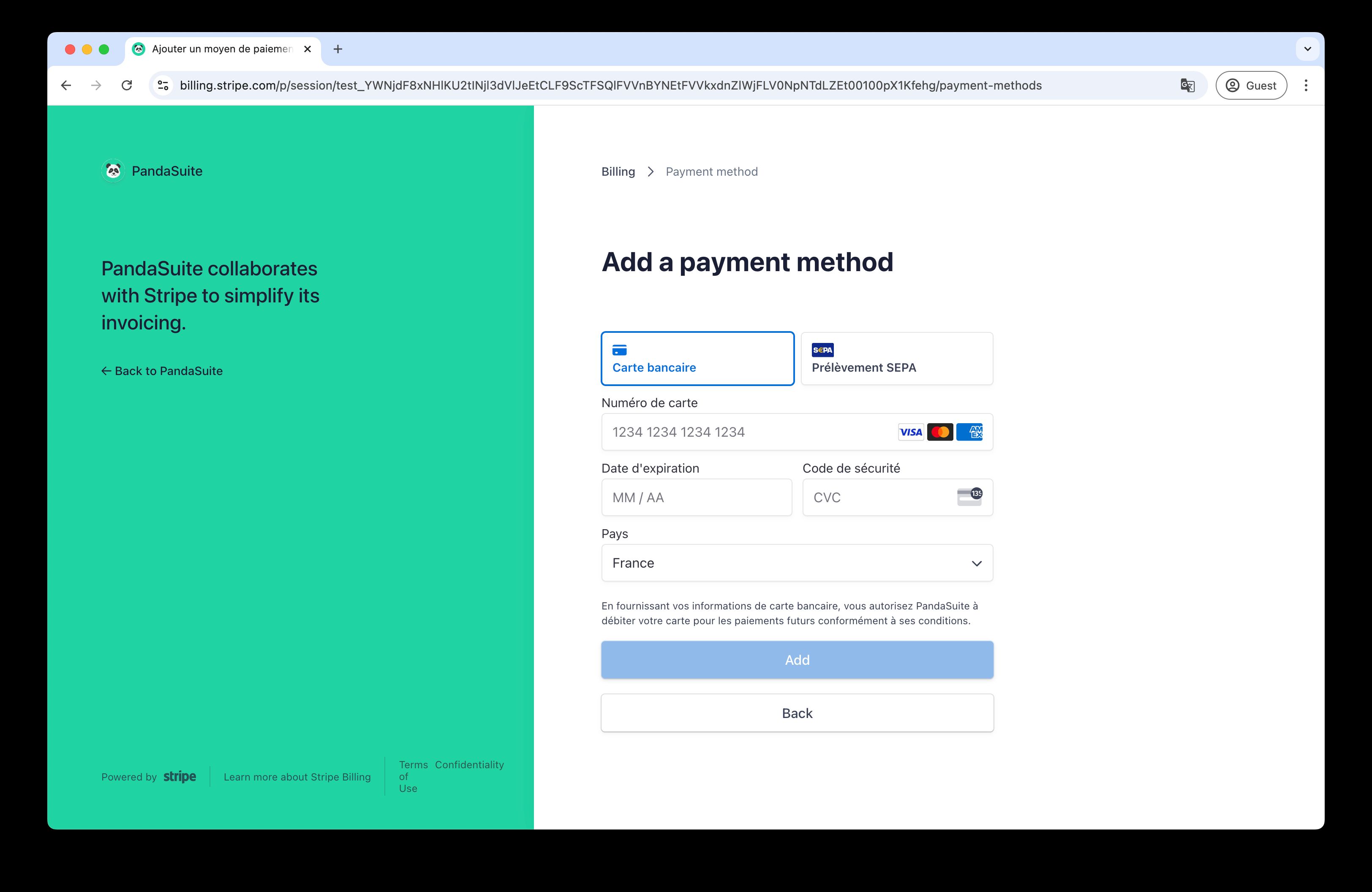 Example of coupon application