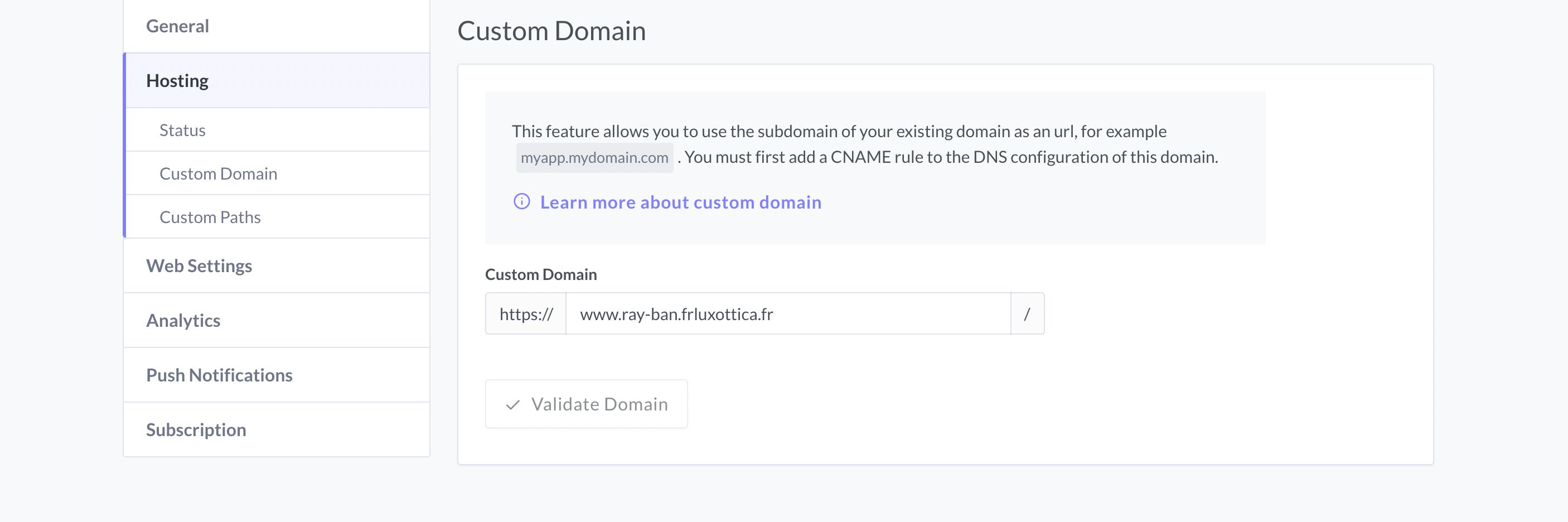 Adding Custom Domain Image