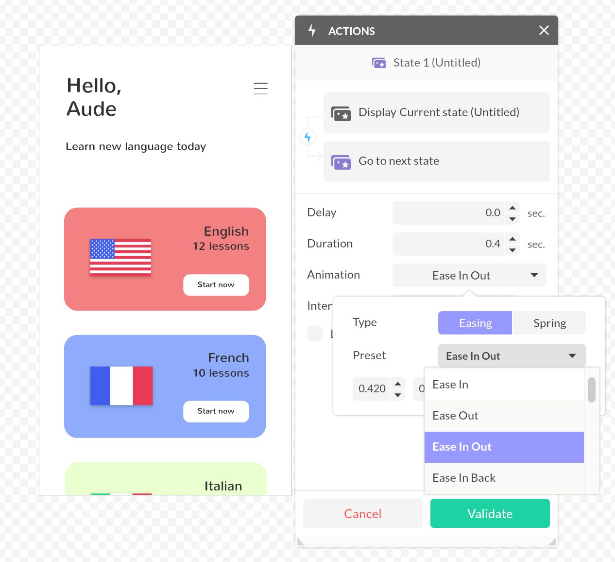 Animation settings in PandaSuite