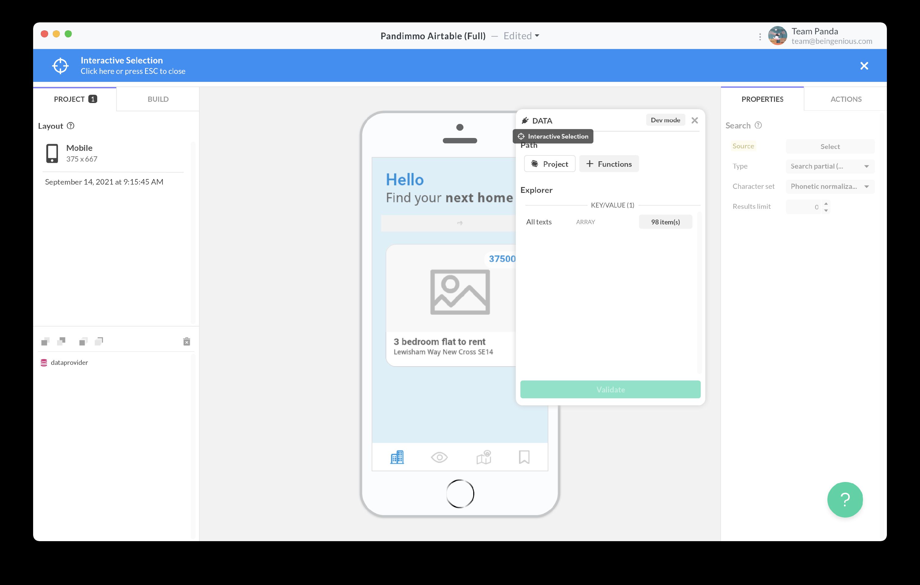 application text search