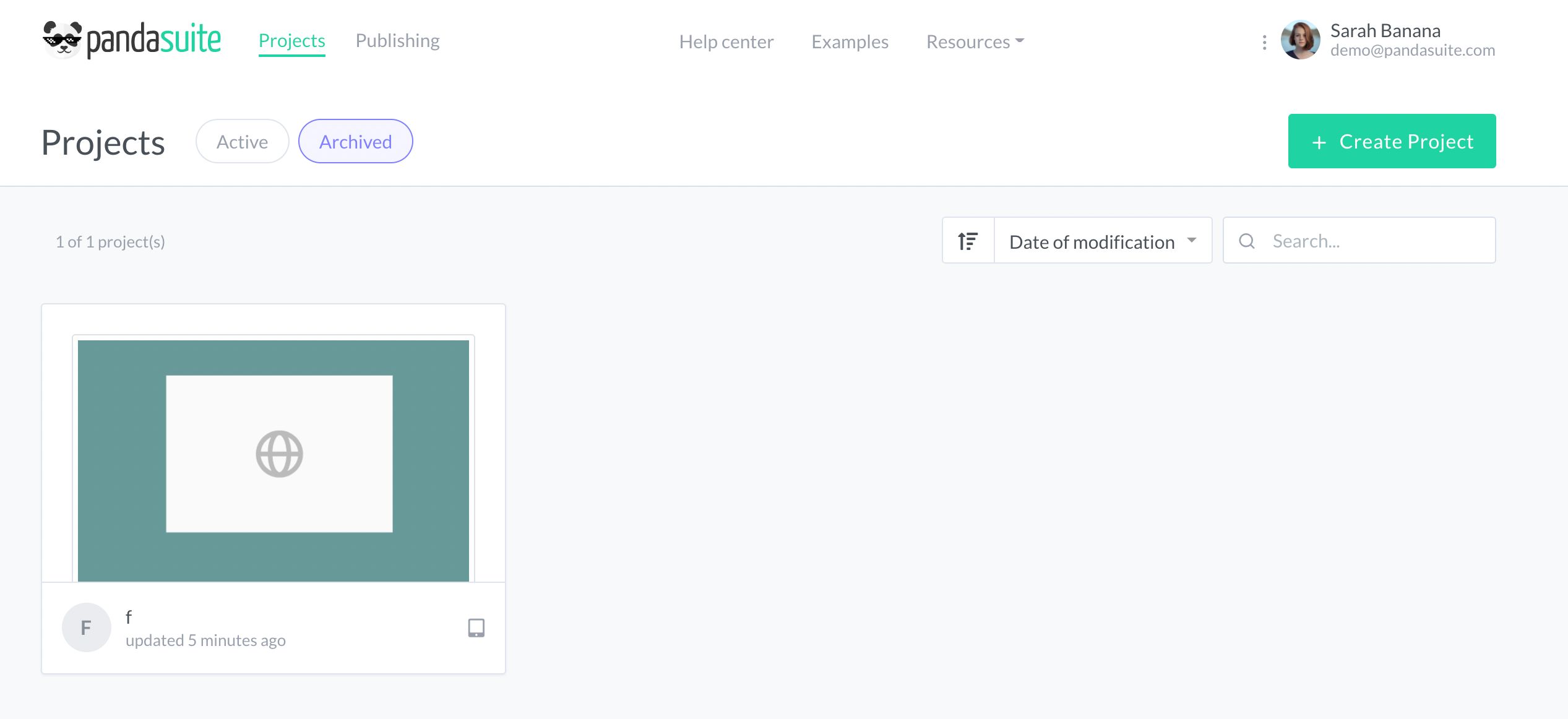 Archived projects section screenshot