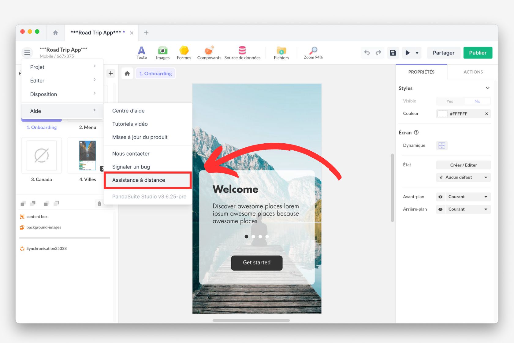 Assistance à distance in PandaSuite Studio