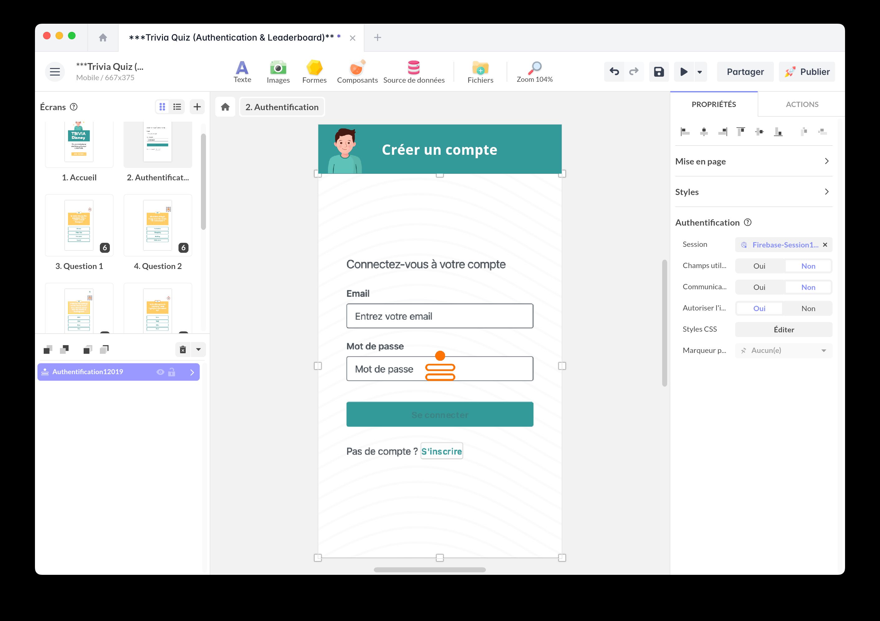 Example of Authentication component configuration