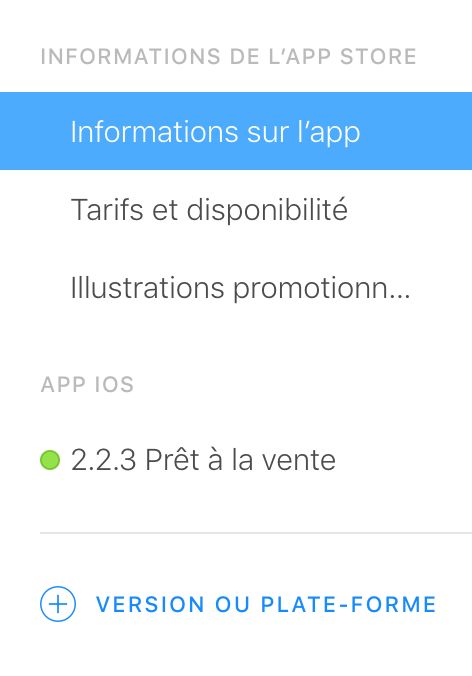 Capture écran version iOS