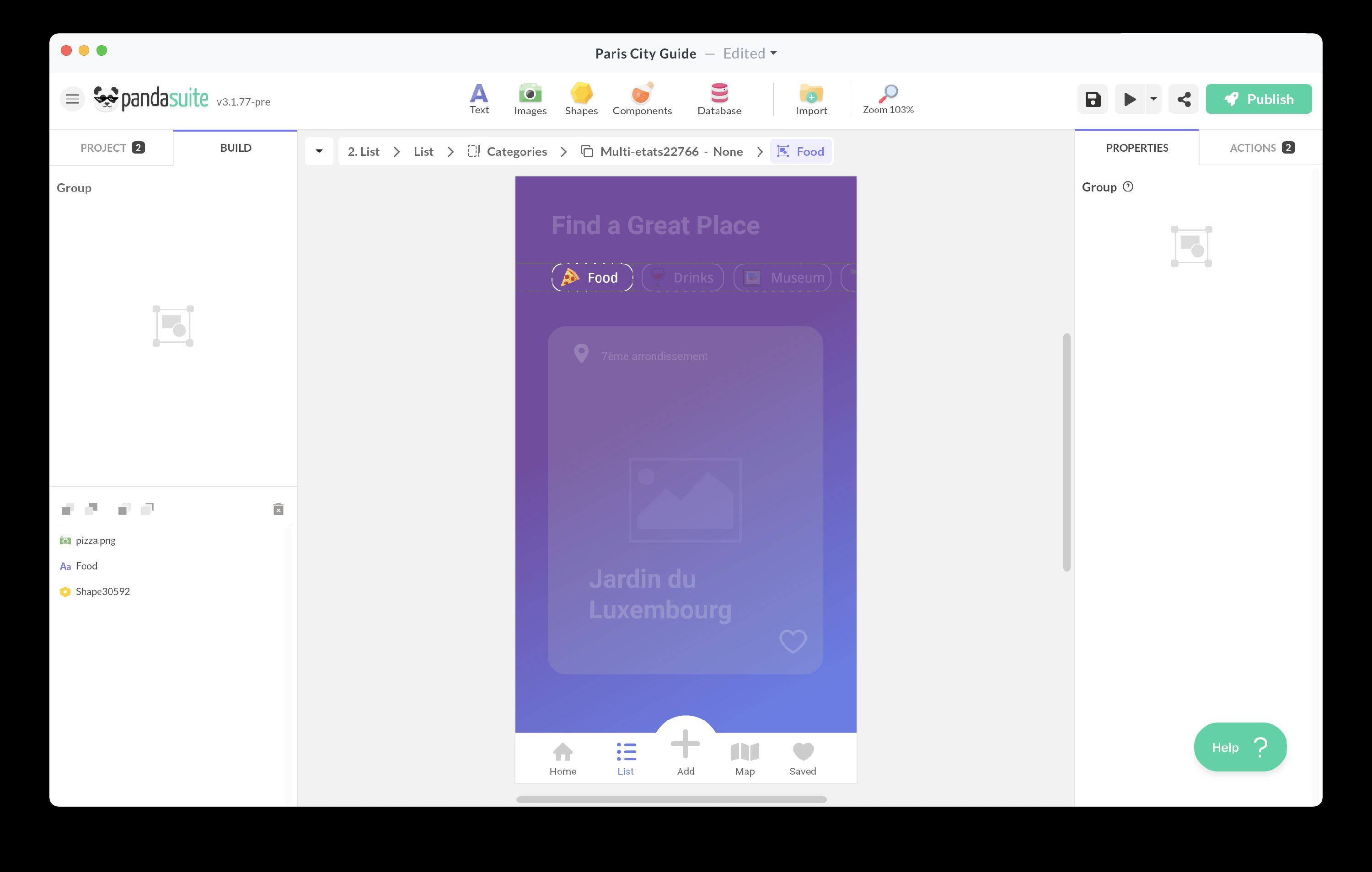 Category Selection Example