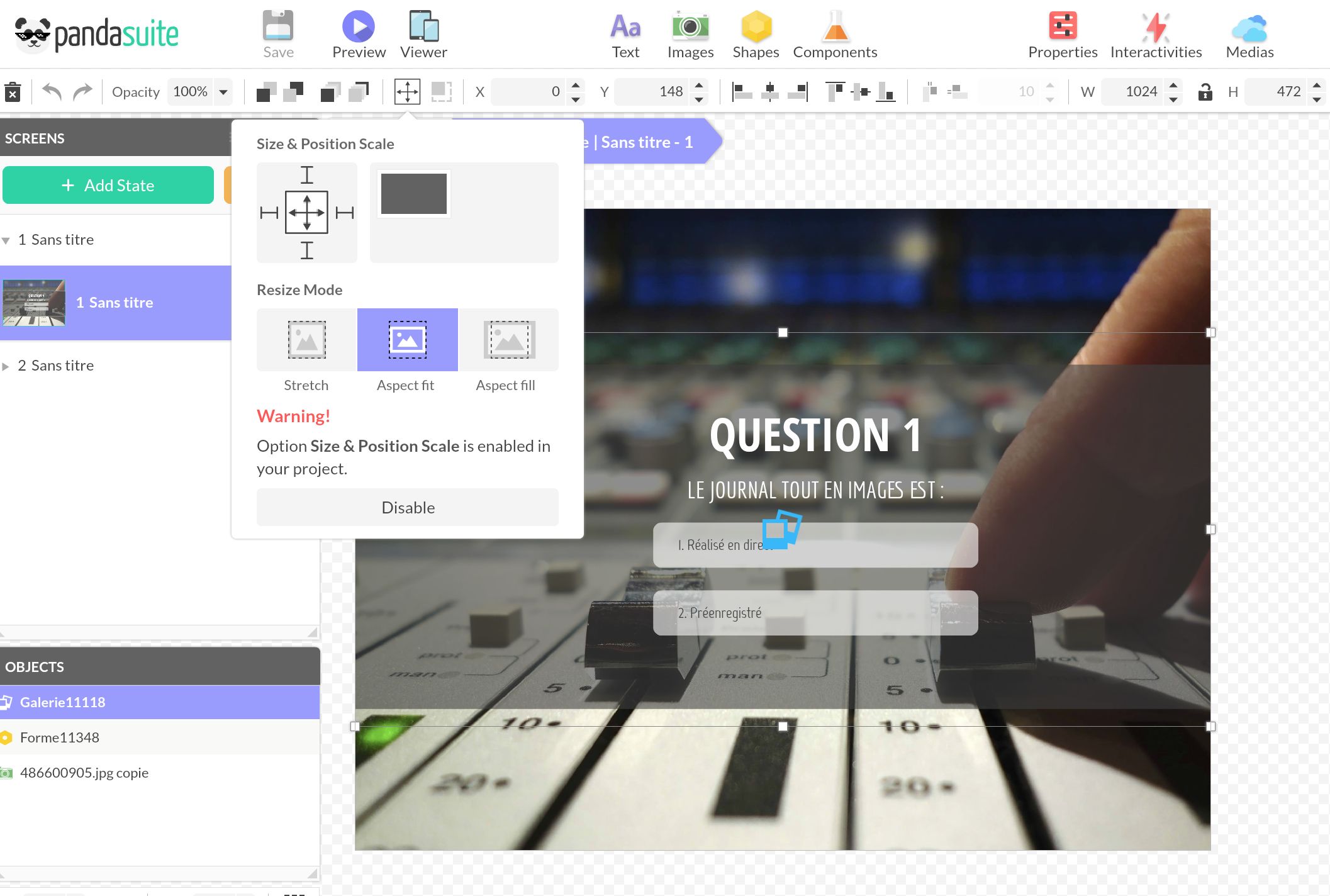 Centered group items