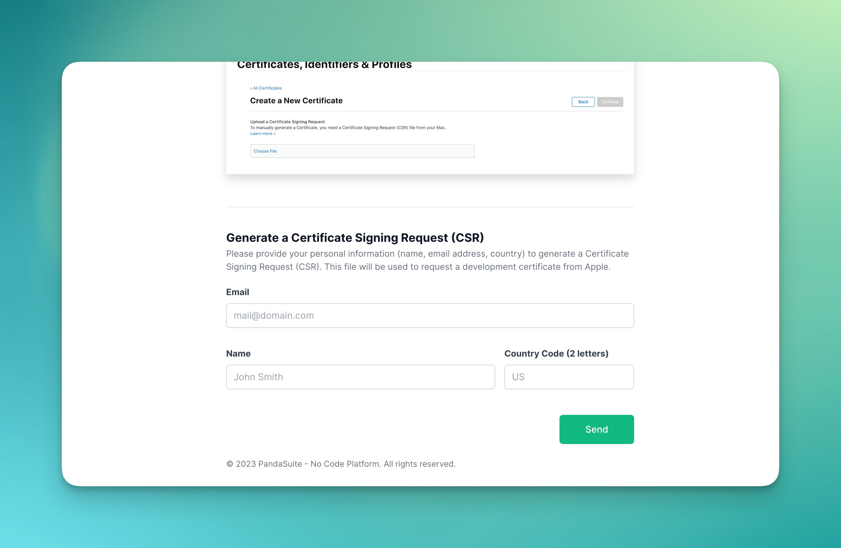 Certificate Information Form