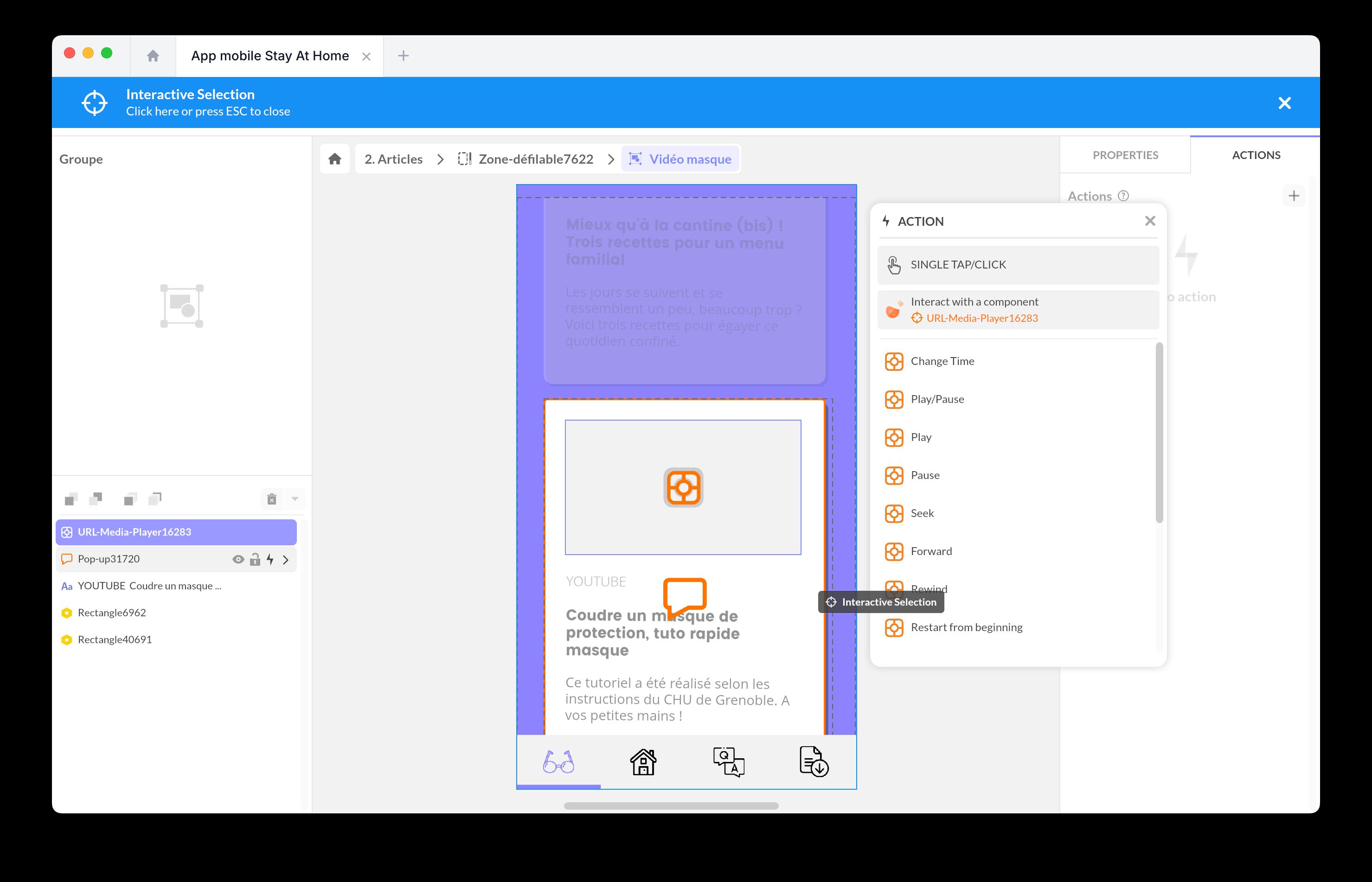 Component interaction options