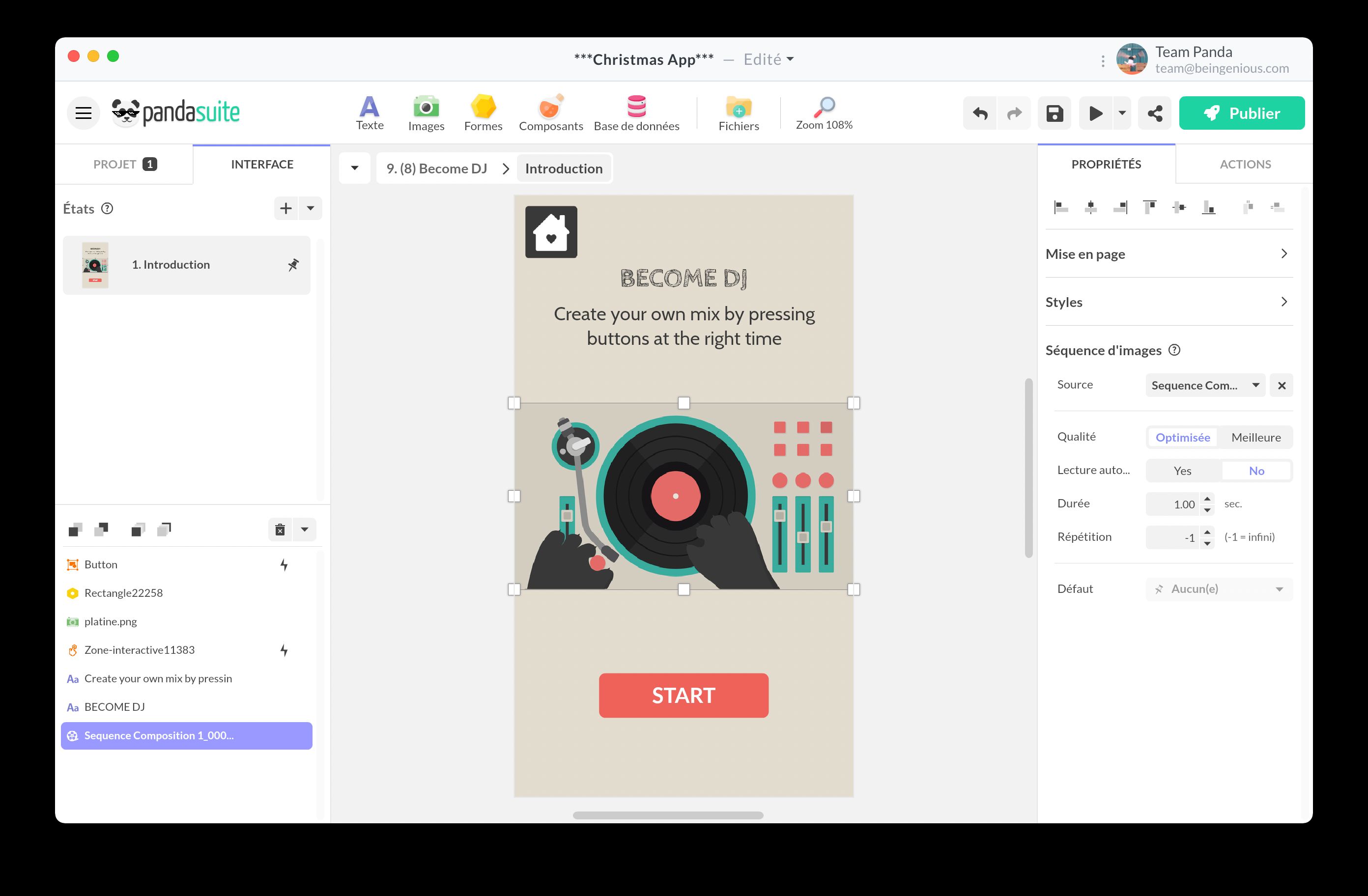 Component properties panel