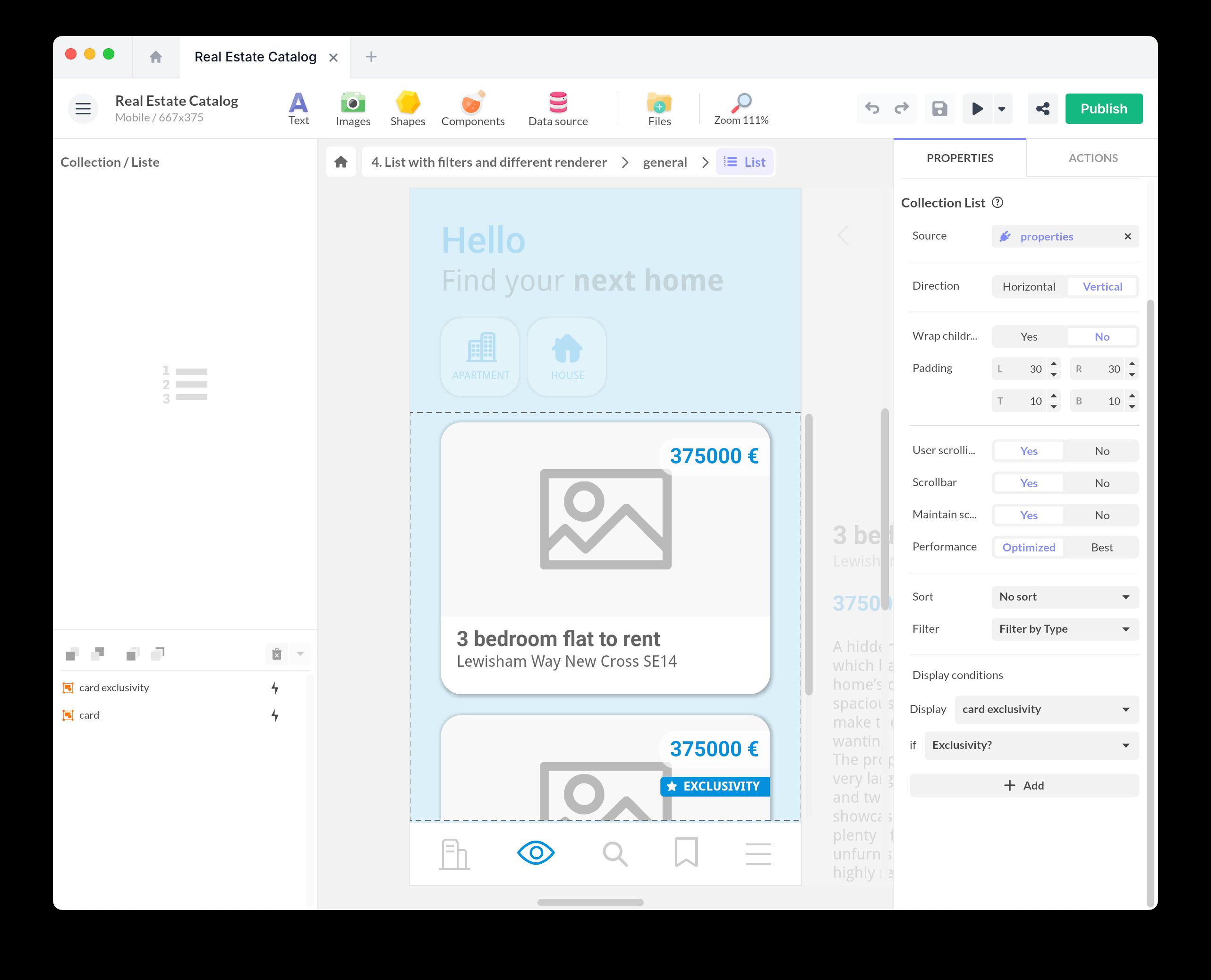 Conditional display in real estate template
