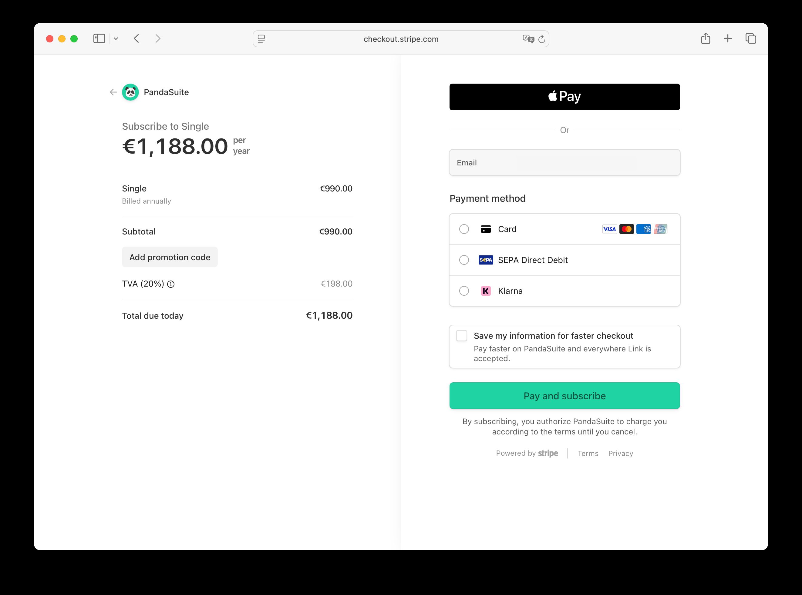 Example of coupon application