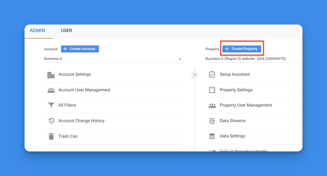Create Google Analytics property