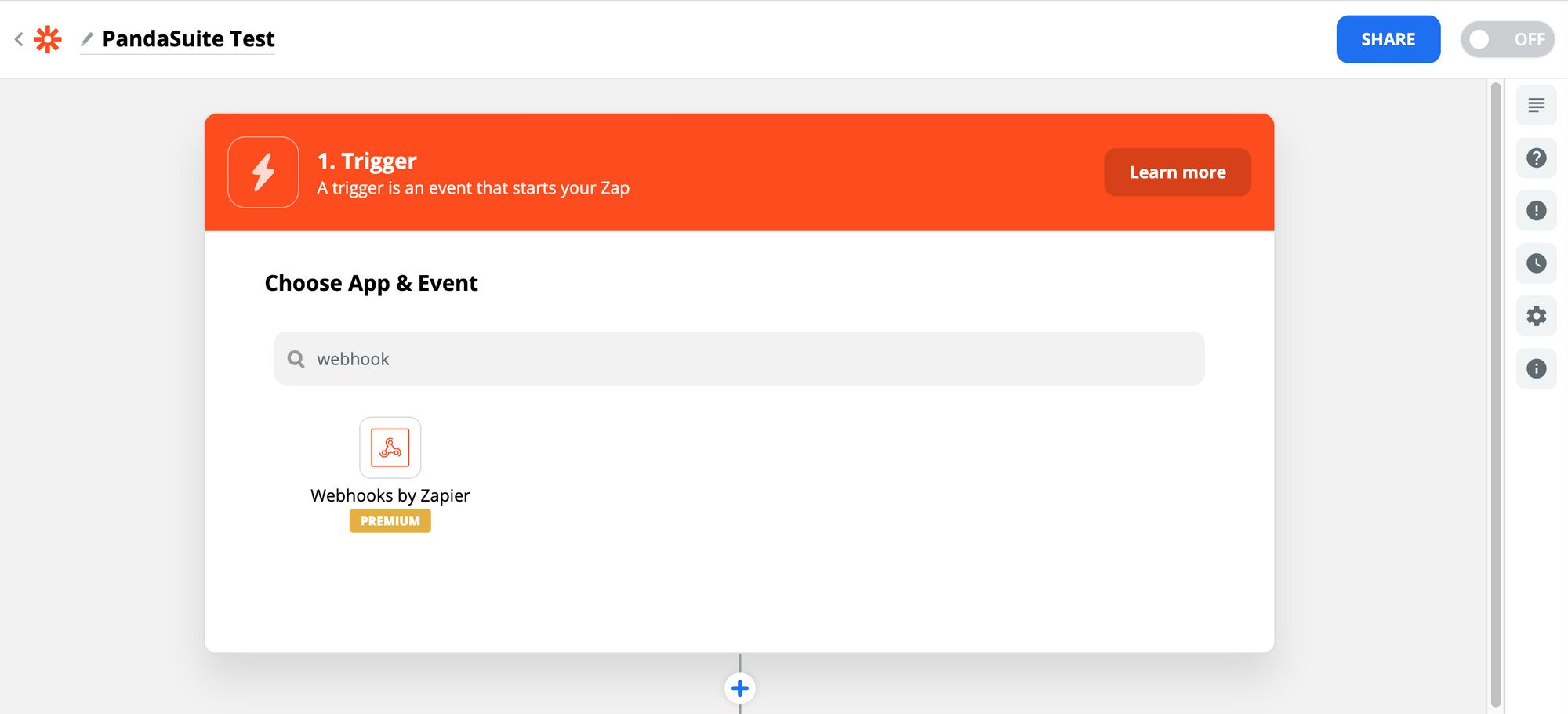 Create webhook in Zapier