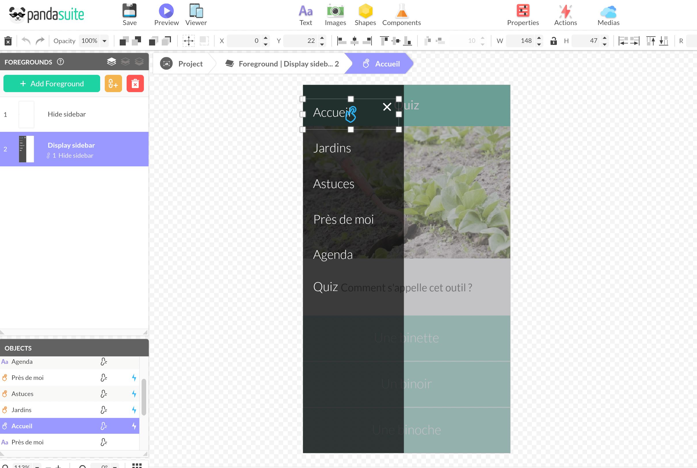 Creating opening effect for the sidebar