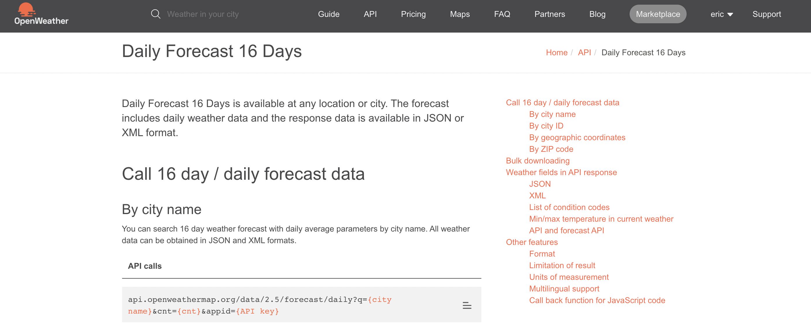 API Daily Forecast Documentation