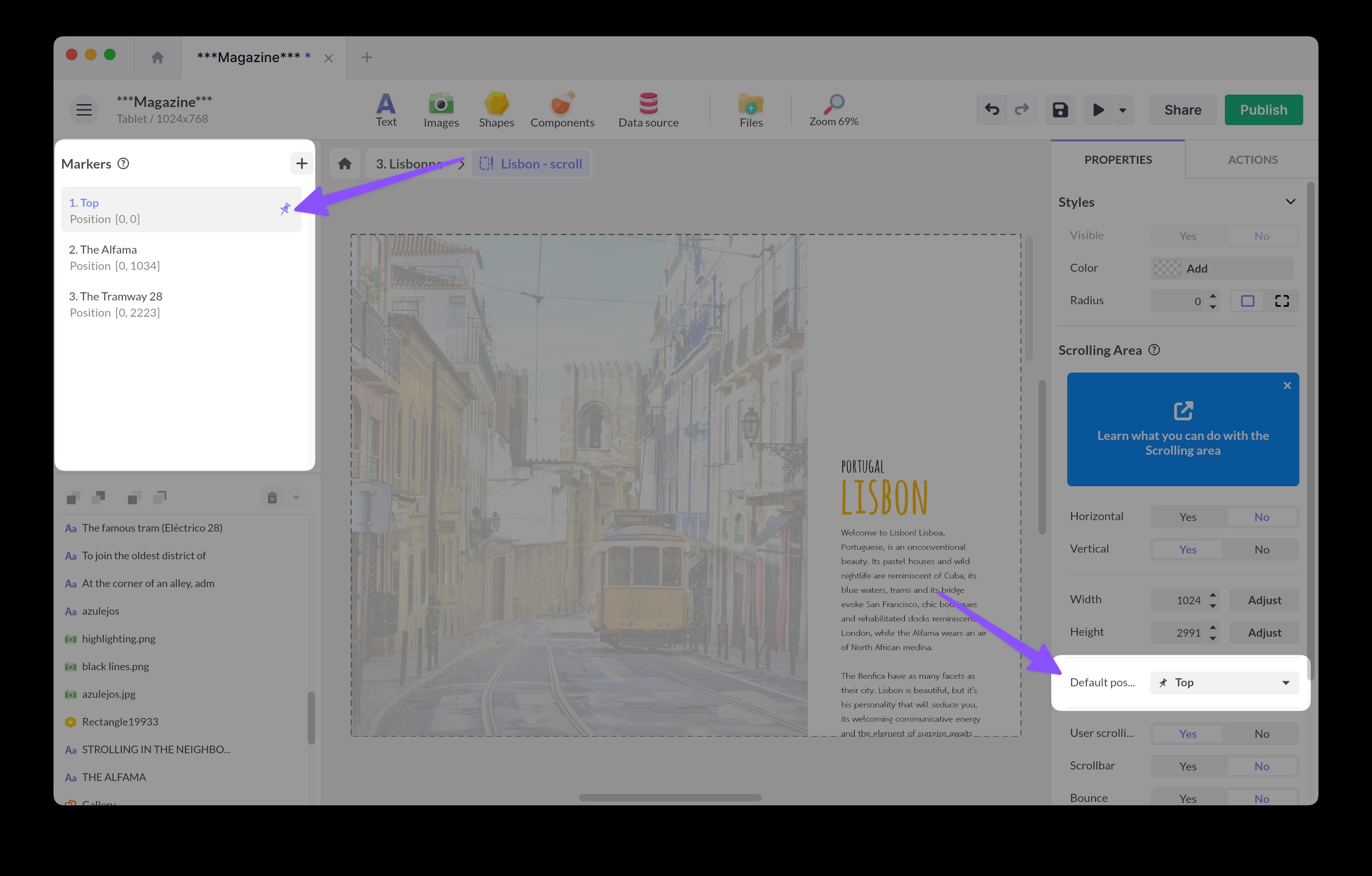 Default marker setting image