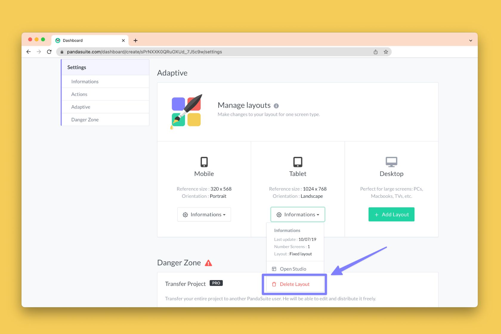 Delete Layout Option