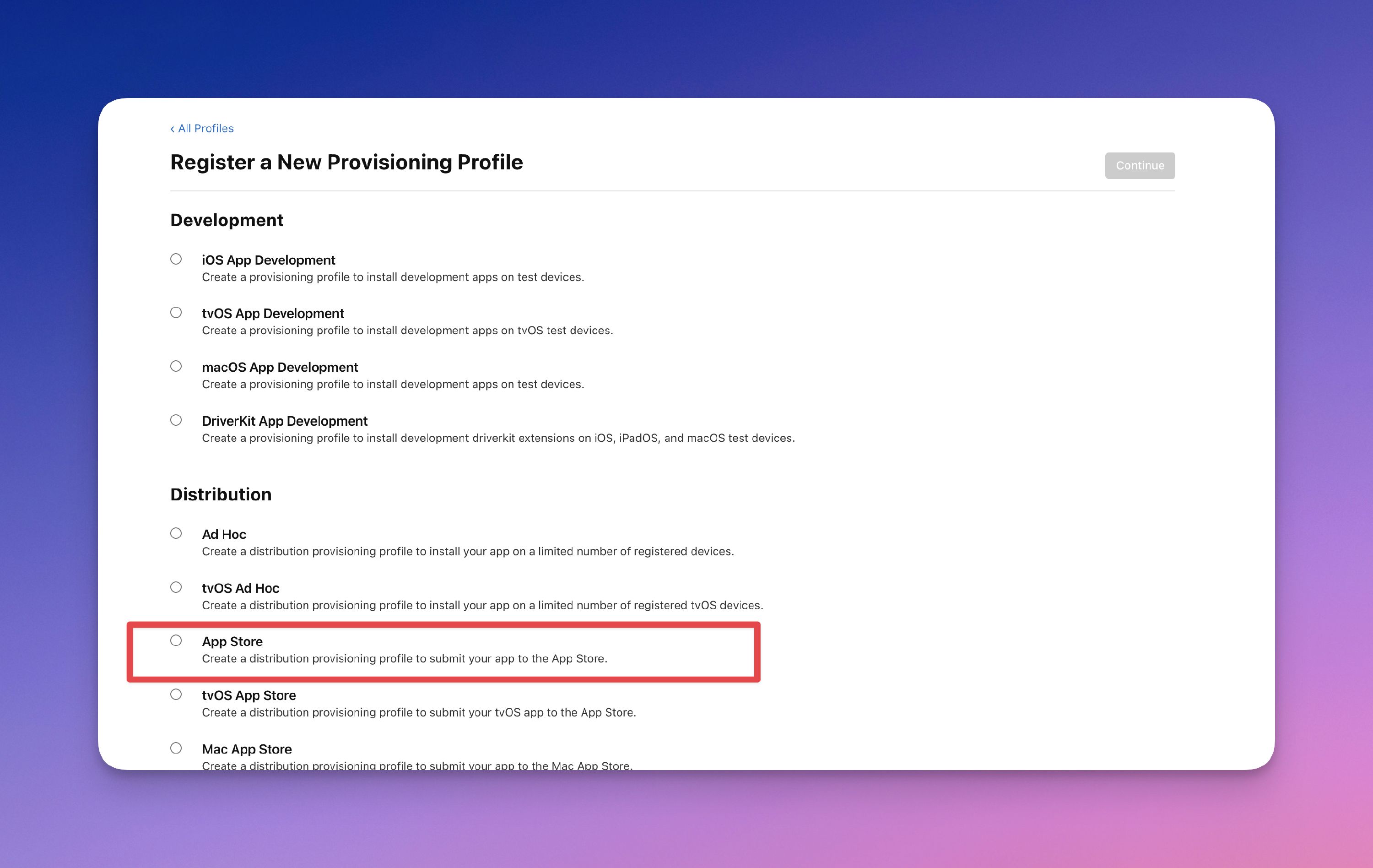 distribution mode selection