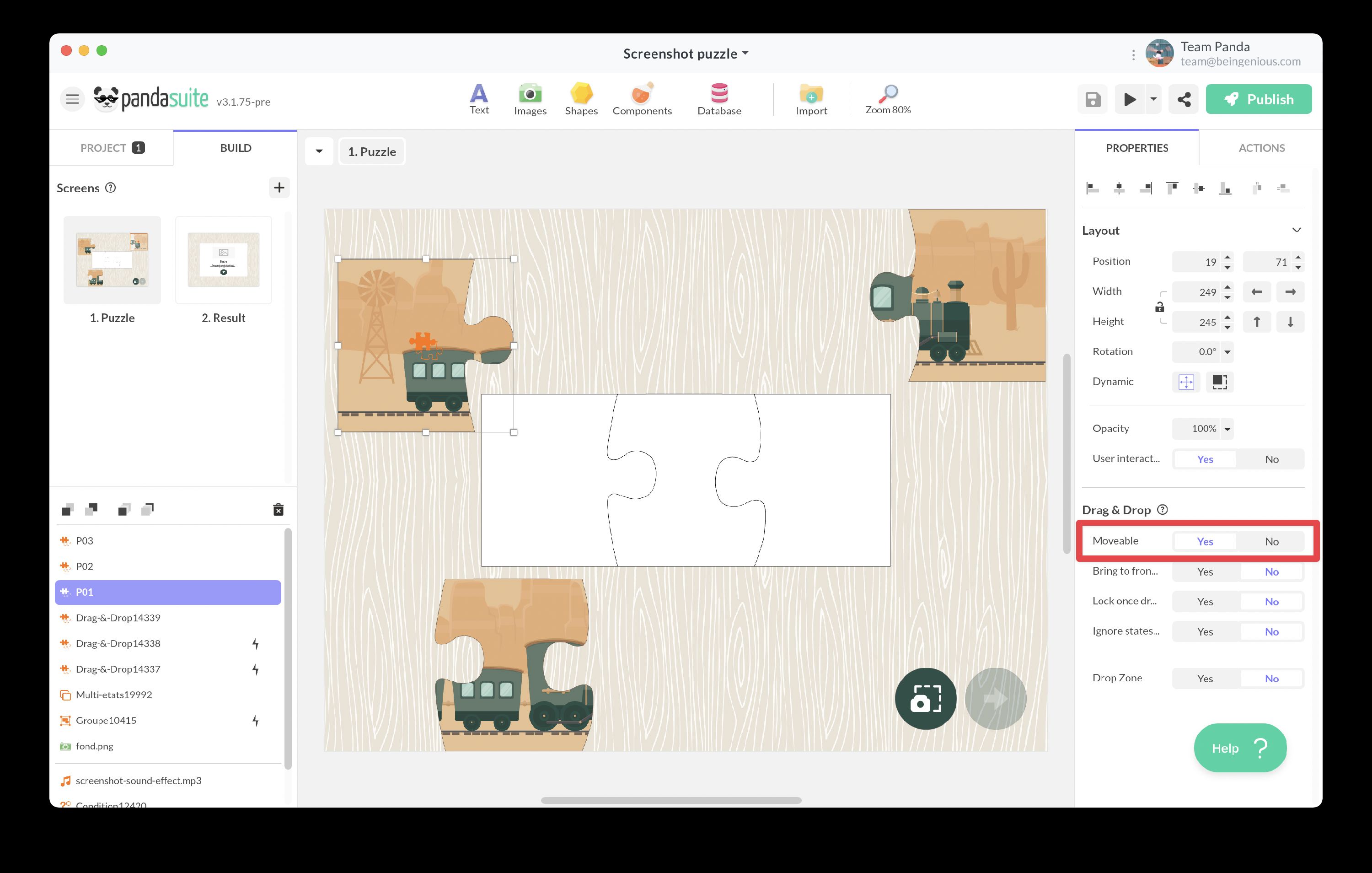 Draggable Object Properties