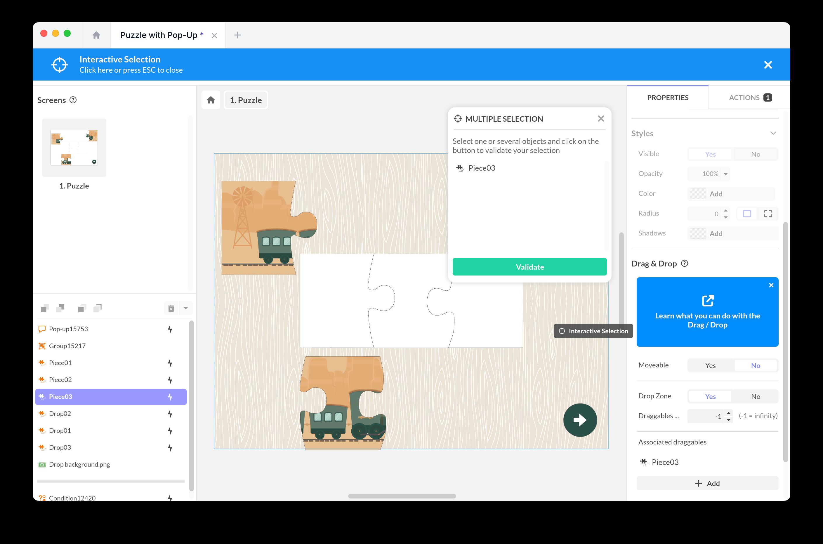 Drop zone configuration