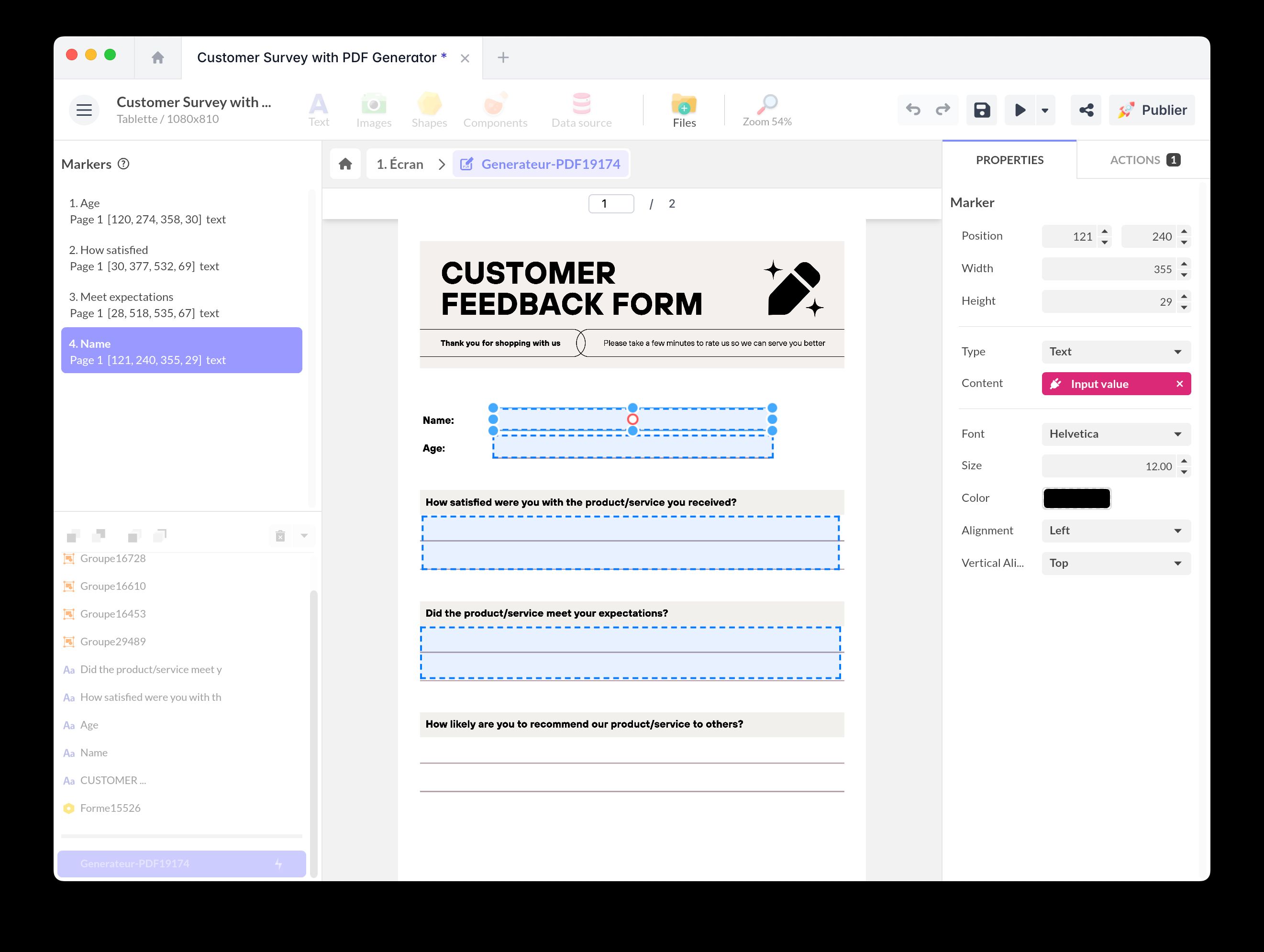 Adding dynamic content to a marker