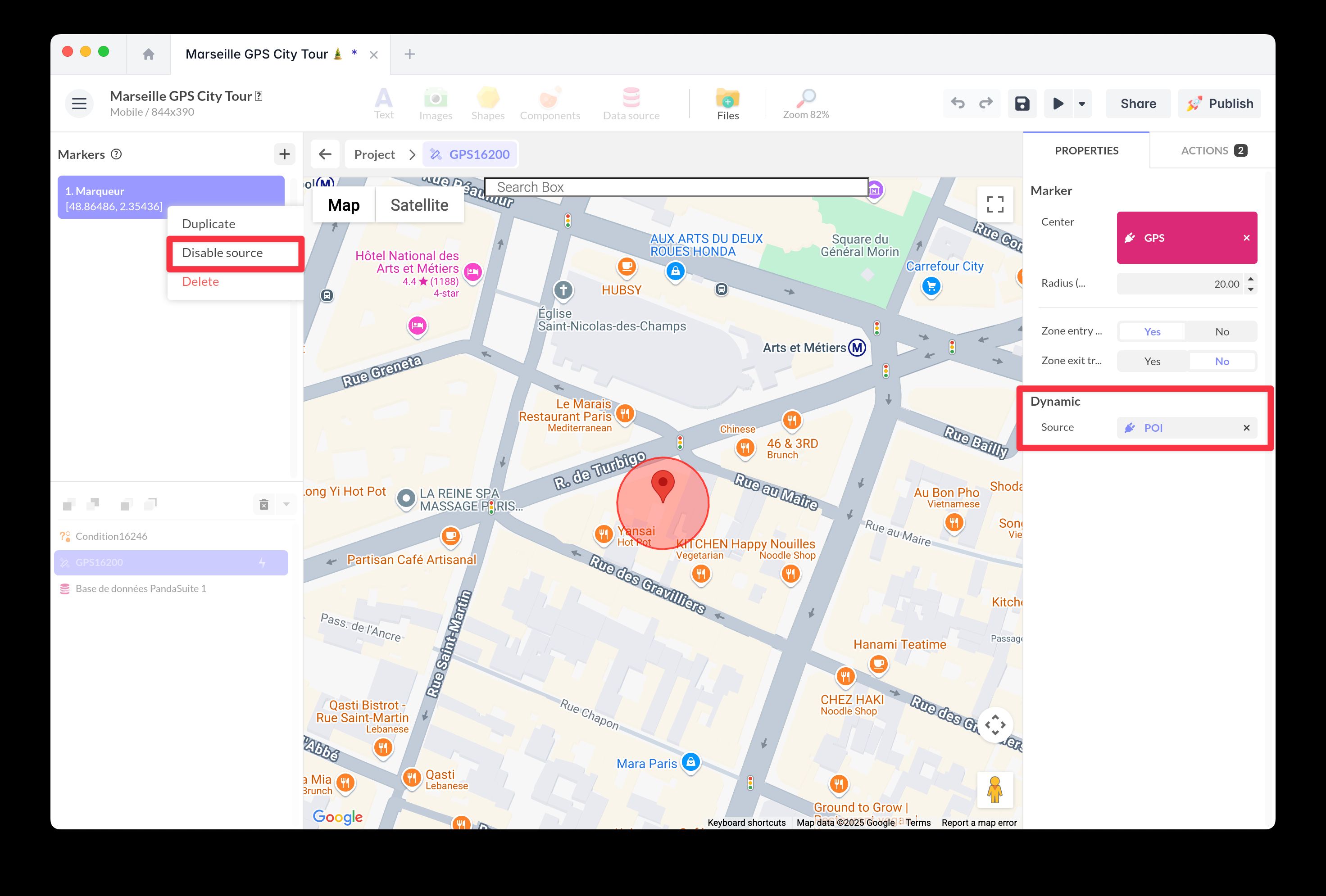 Activate the dynamic source of the GPS component