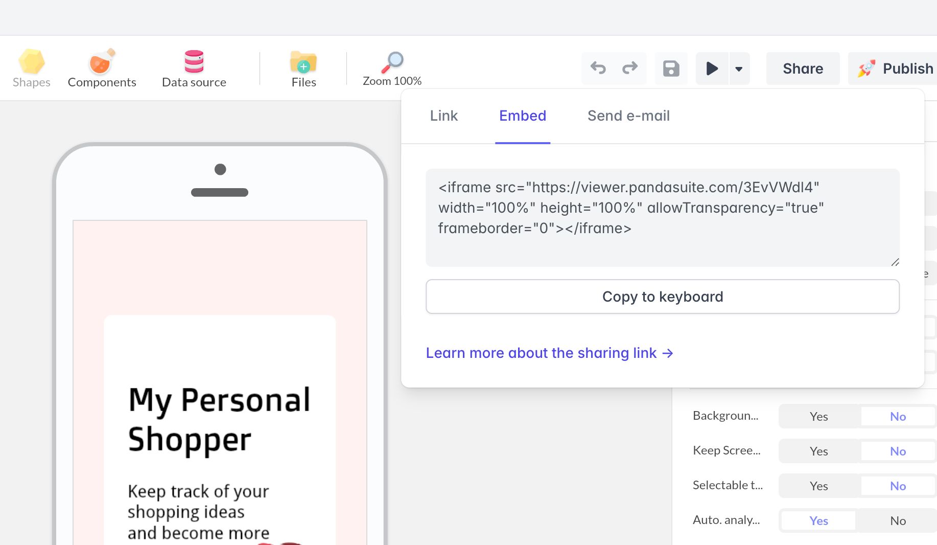 Embed a sharing link