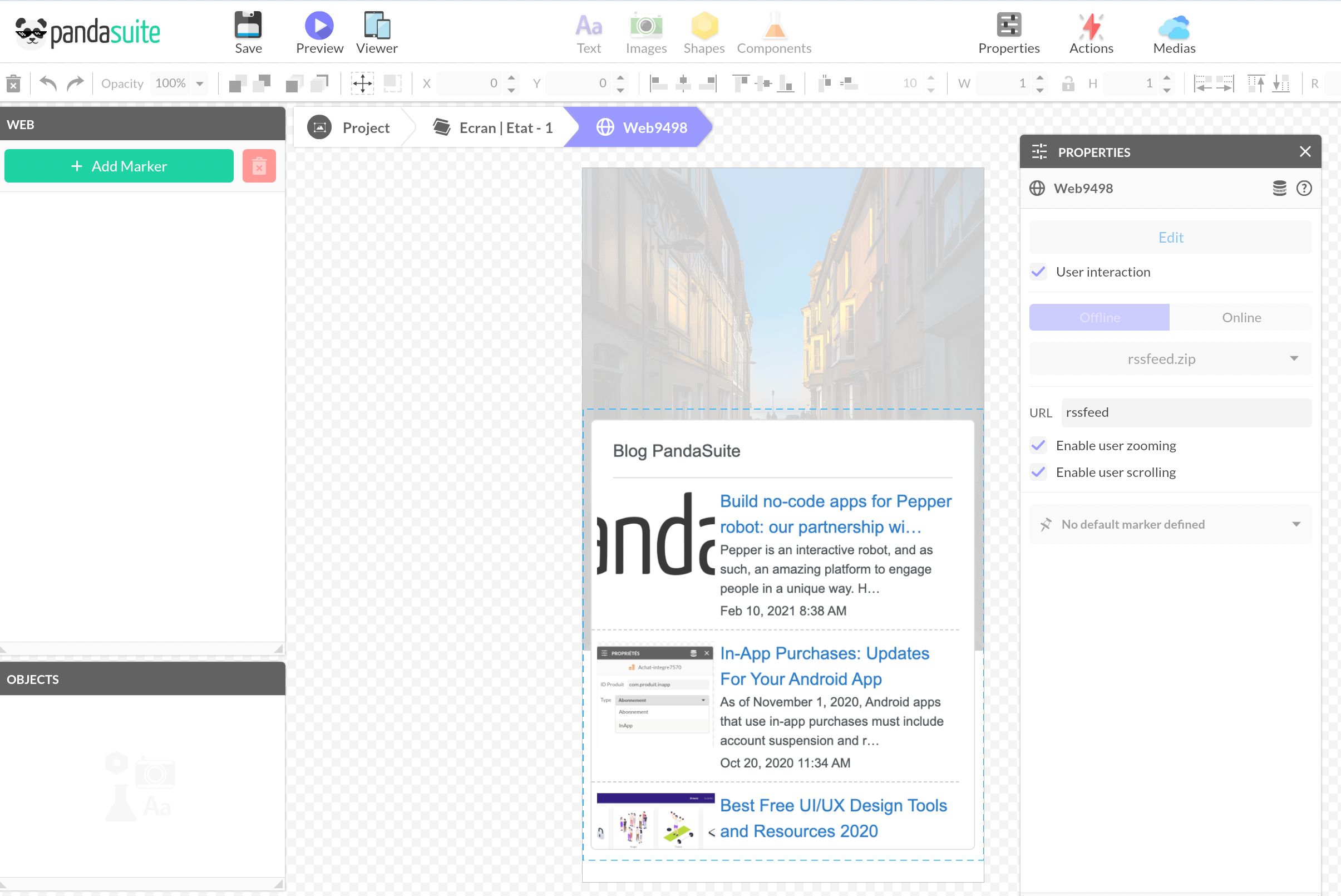 Embedding options in app
