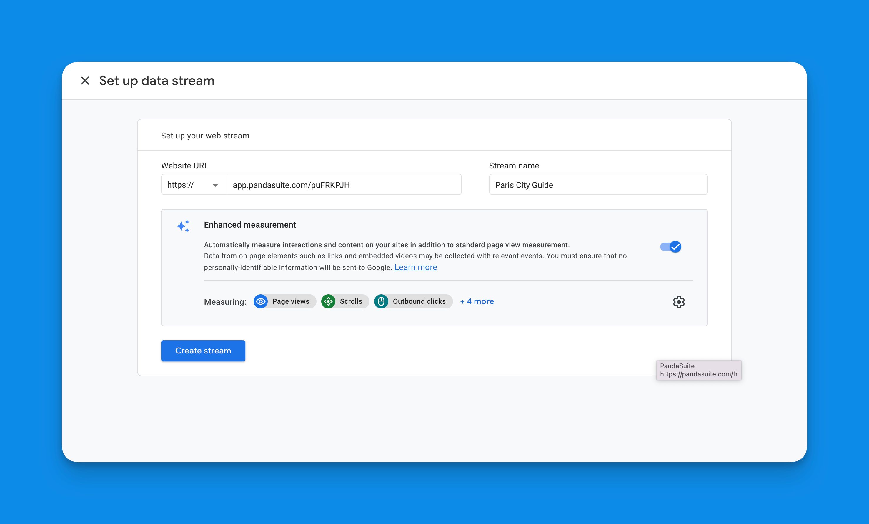 Enter web app URL and name