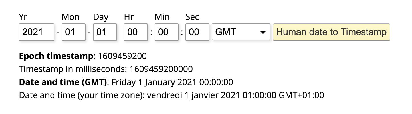 Epoch converter screenshot
