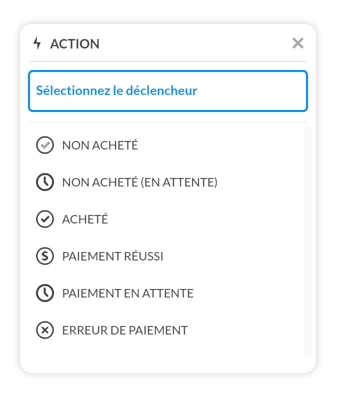 événements achat intégré