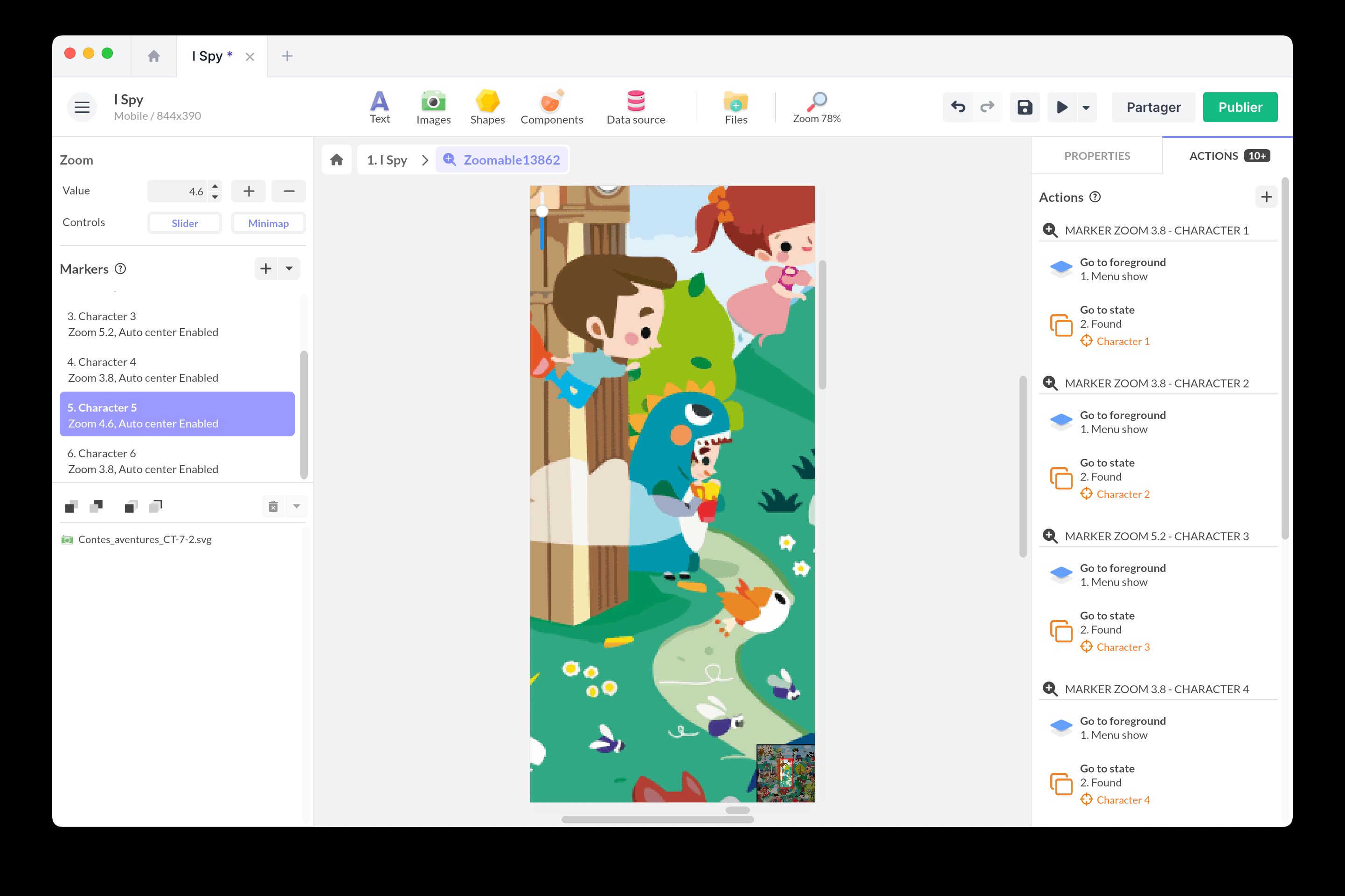 Example of triggering an action based on zoom