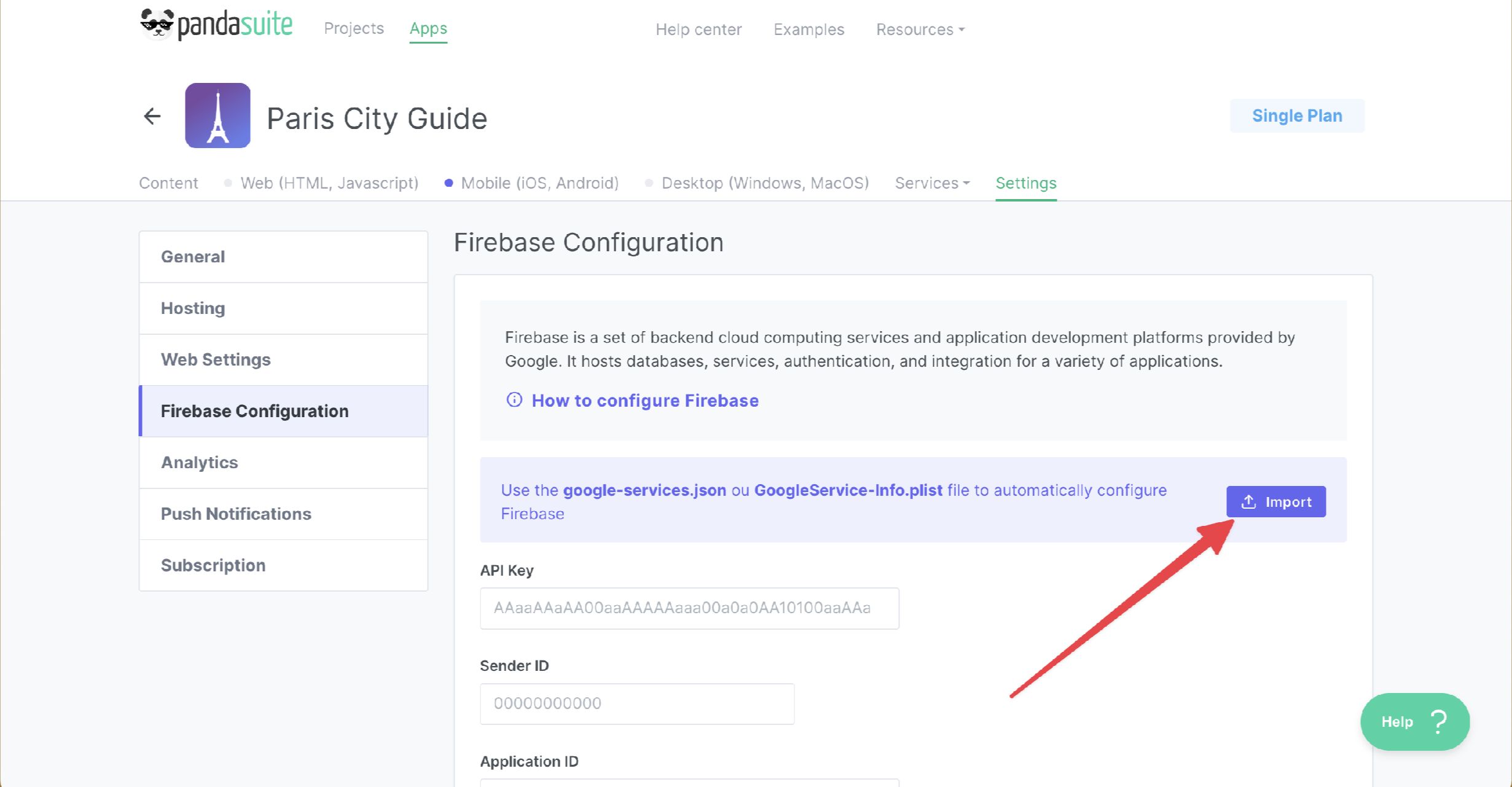 Firebase configuration