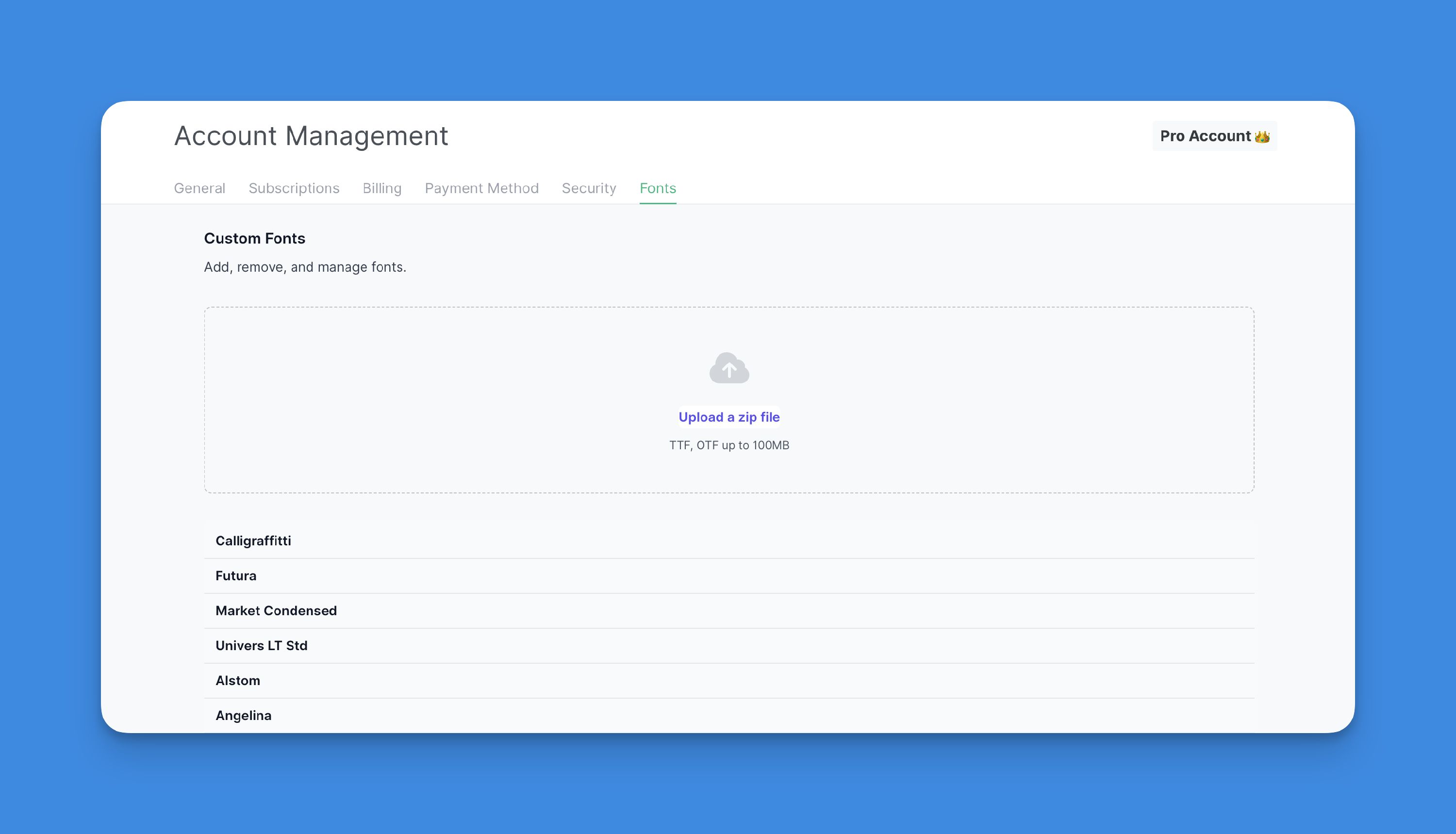 Font upload illustration