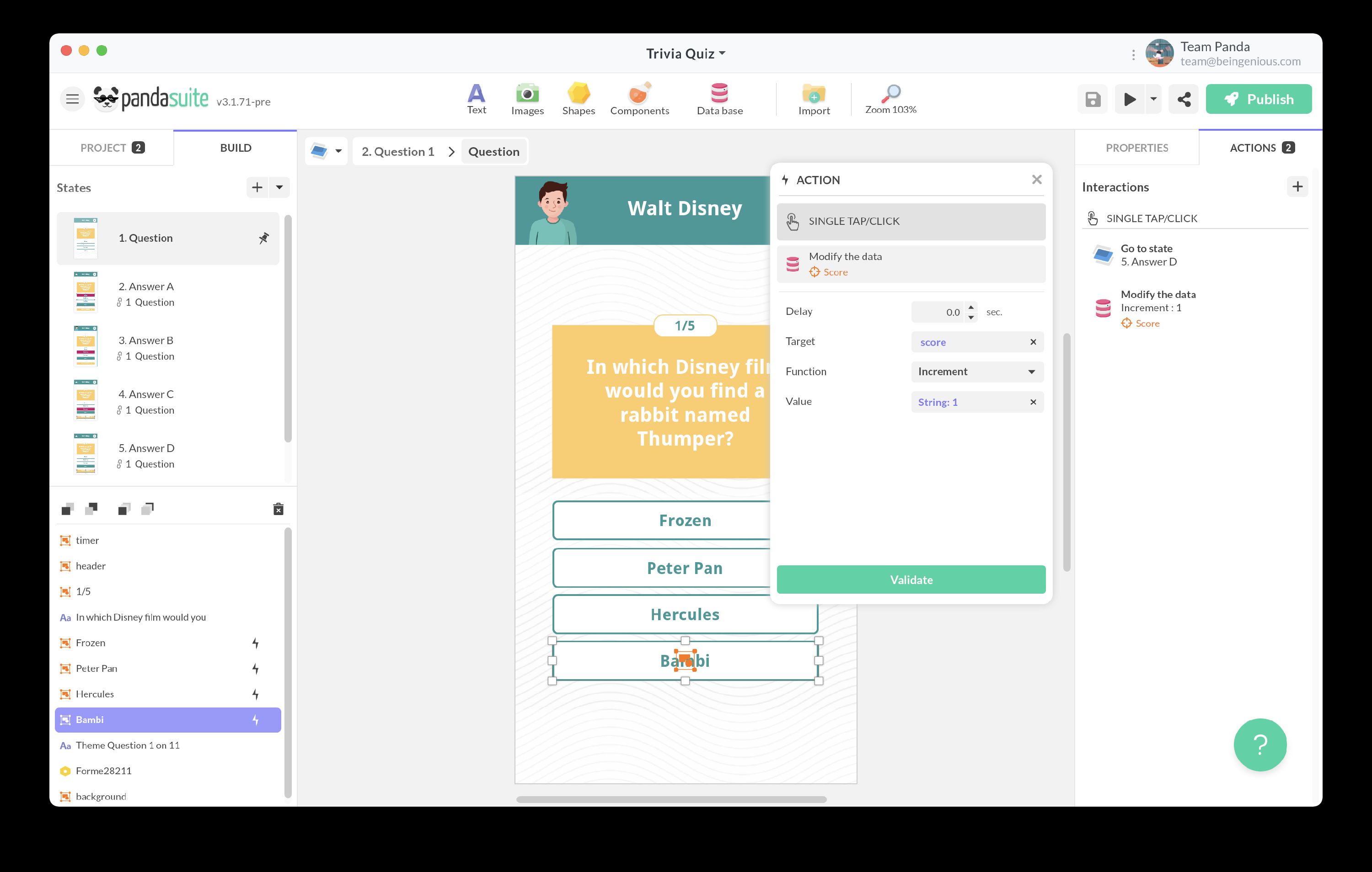 Function to increment or decrement data in PandaSuite