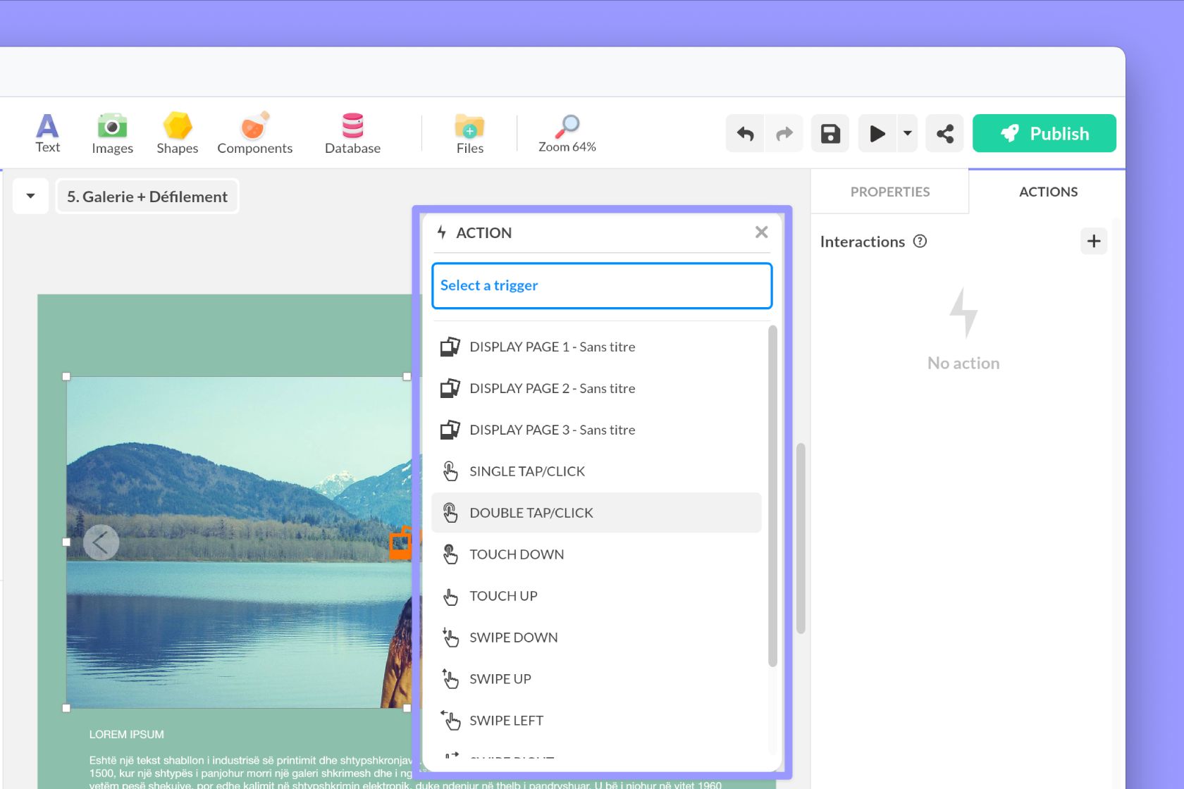 Gallery component triggers