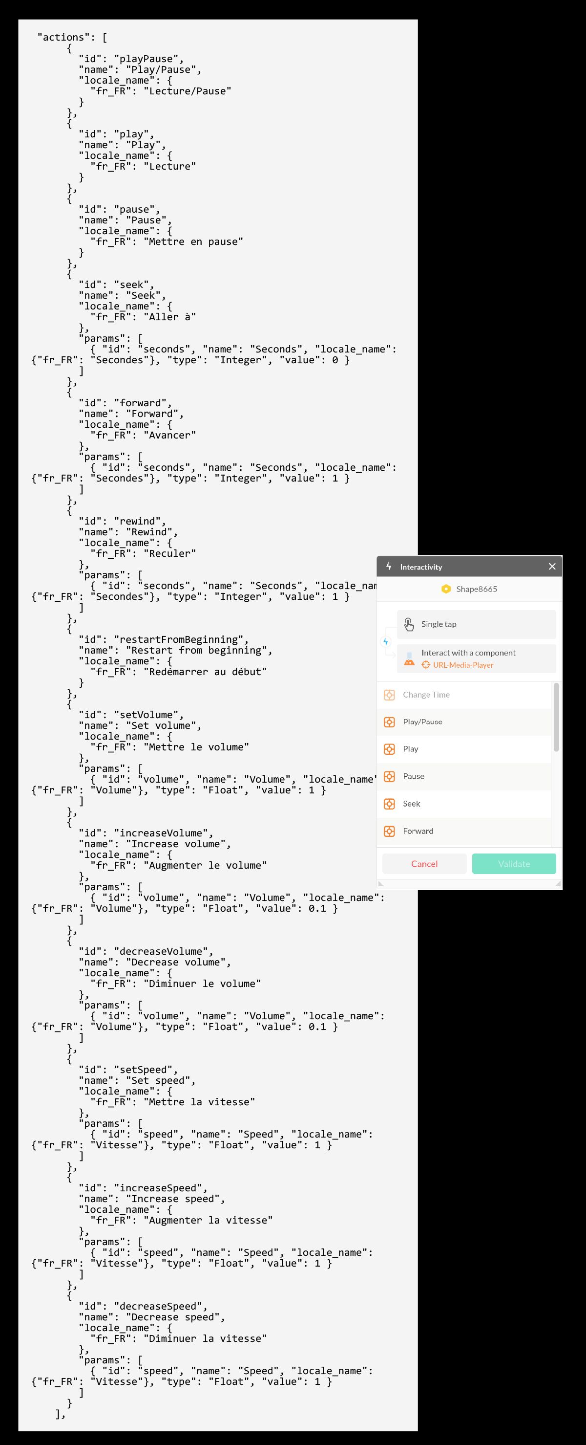 Image showing actions setup