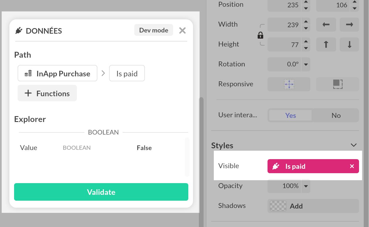Binding visibility to Is paid property