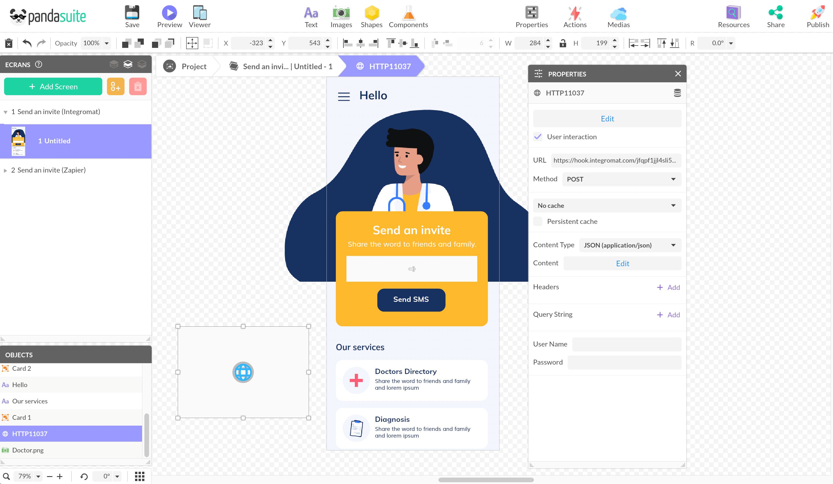 Inserting HTTP component in PandaSuite