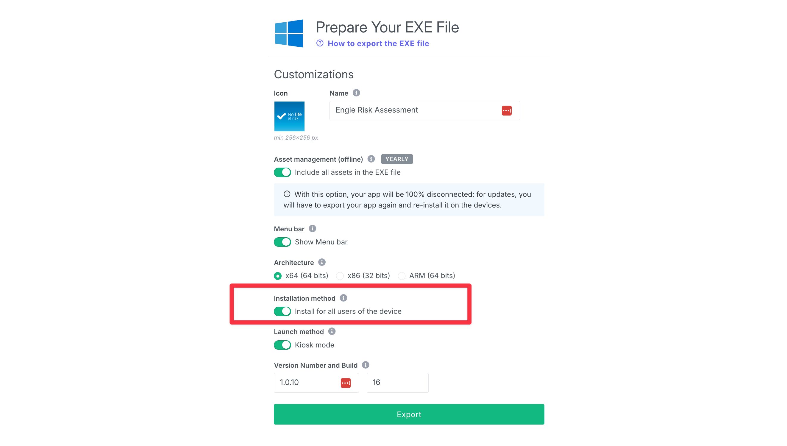 Installation example