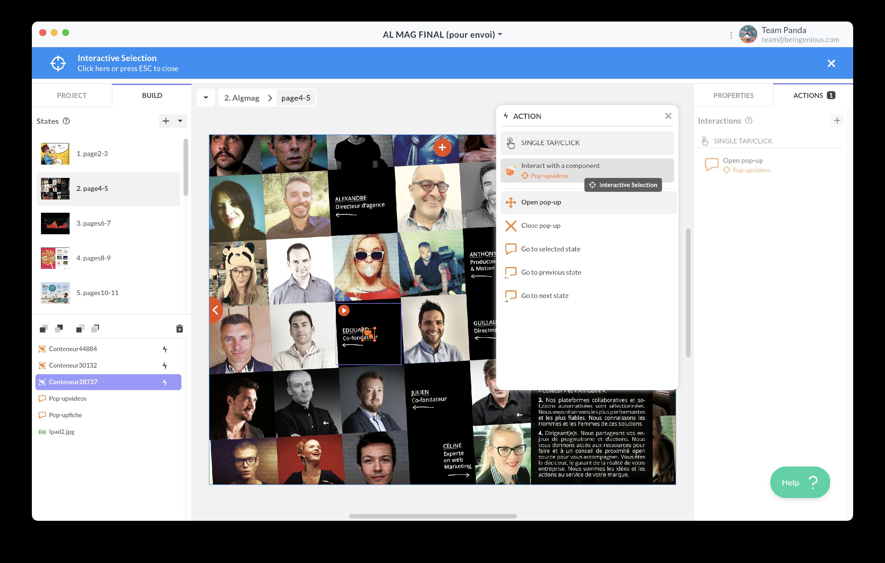Interact with a component