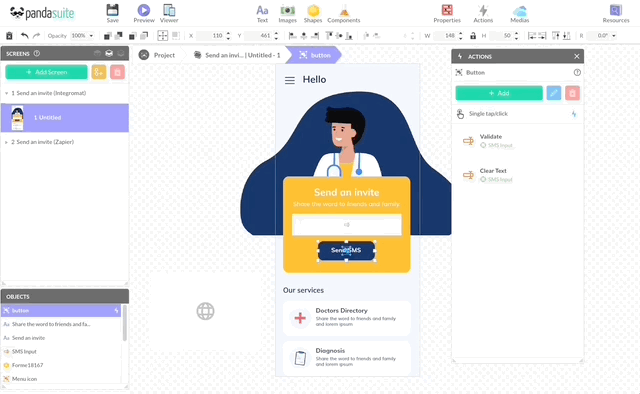 Interaction setup in PandaSuite
