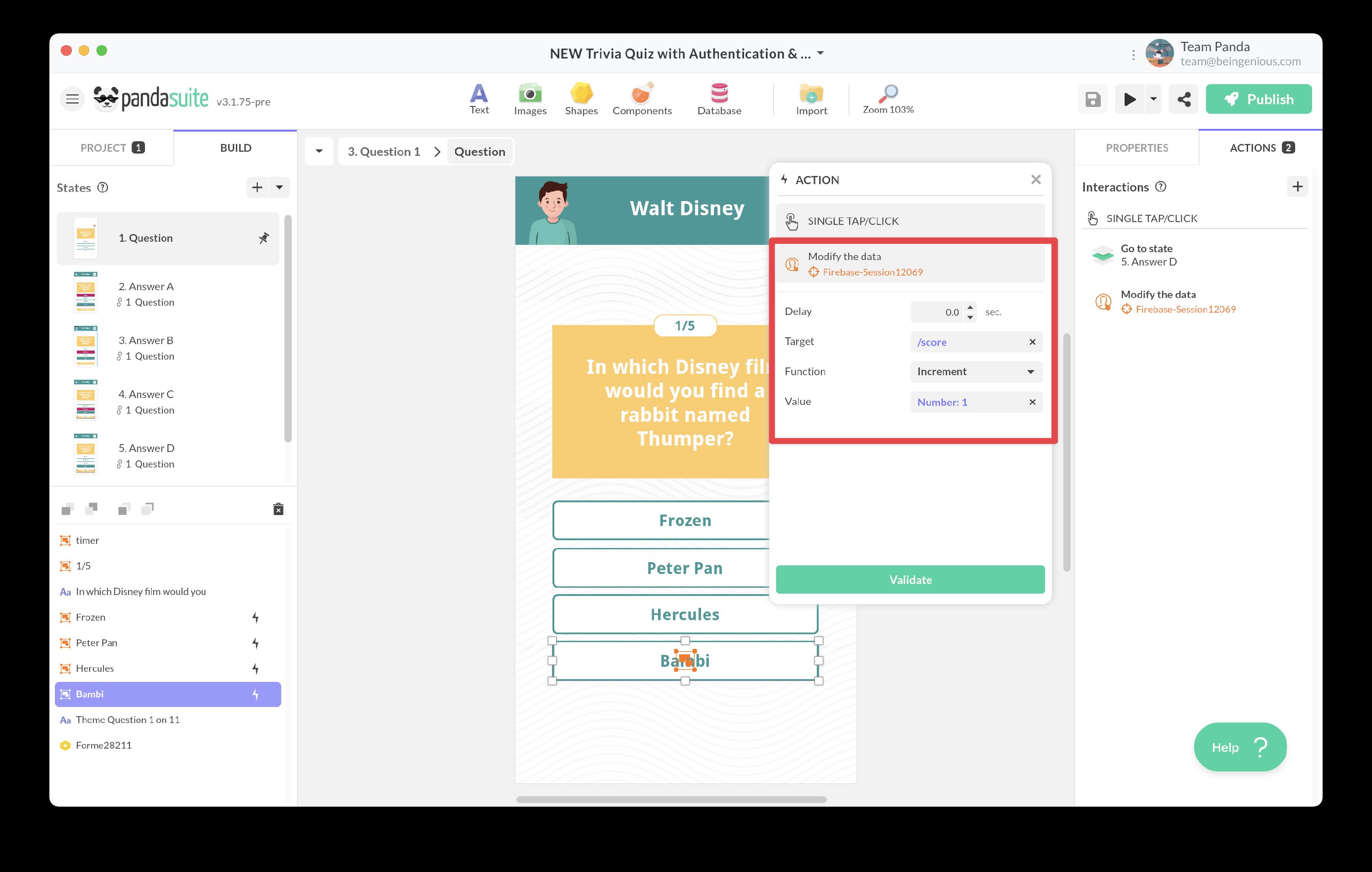 Interactivity with Database