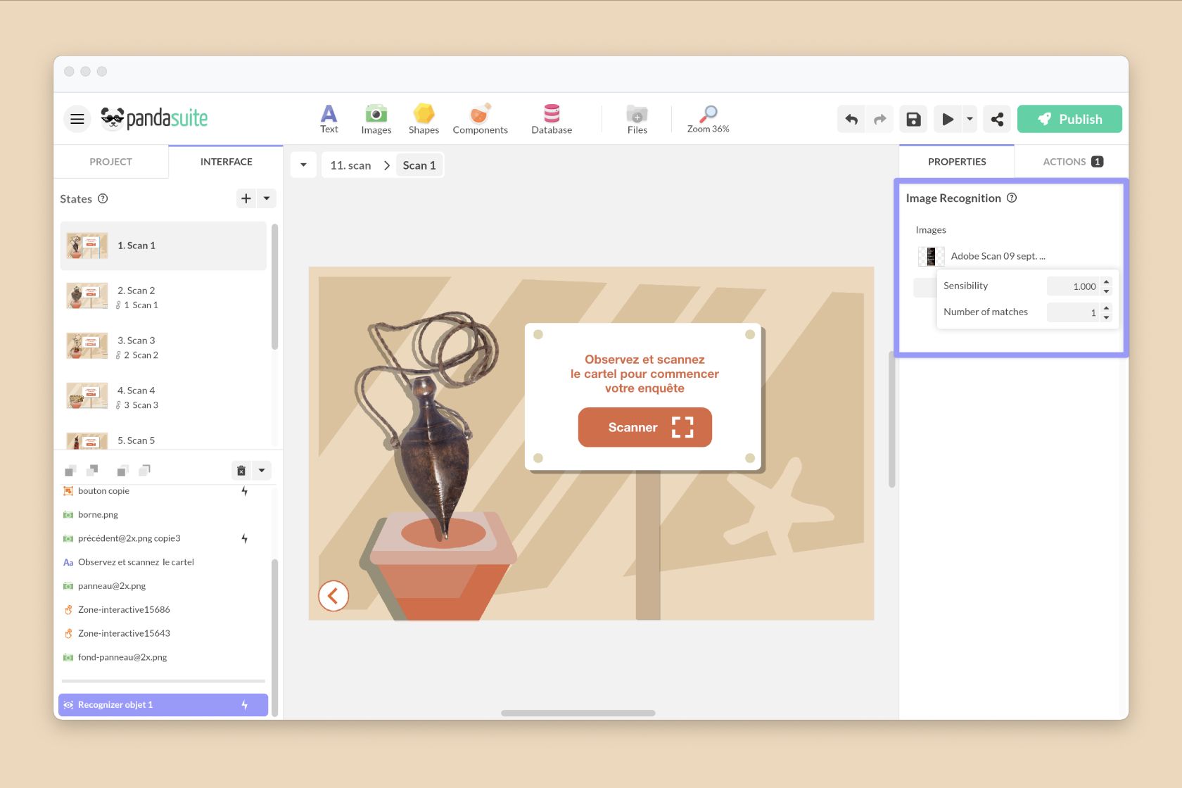 Image selection interface for recognition